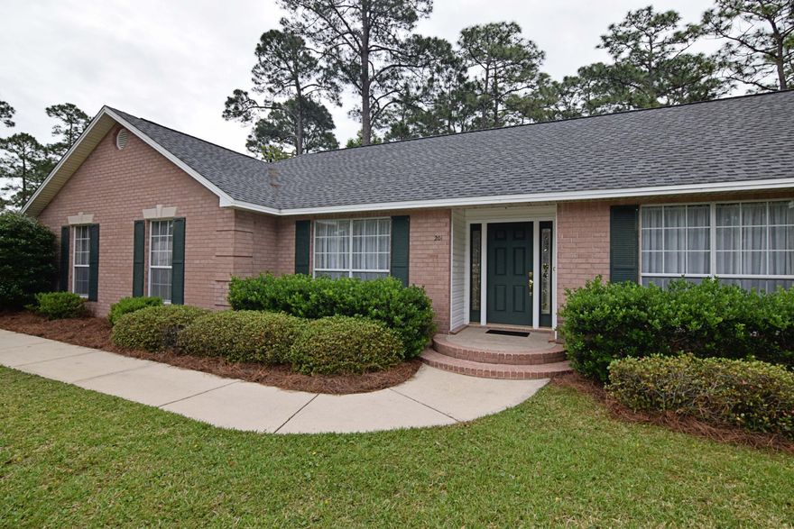 This beautiful all brick ranch home has been meticulously maintained by the owners. Situated on a large corner lot, you will be proud to call this home. The large vaulted ceiling family room looks out onto the wooded back yard, past the massive 58 foot long patio- a great place to entertain and to enjoy the peaceful setting. One bedroom and bath are in a separate wing of the home than the other 3 bedrooms, providing privacy for guests or to use as a mother-in-law suite. The extra deep three car garage has room for all of your cars and tools, and the roomy driveway makes it easy to maneuver in and out. Plumbed for a gas stove, fireplace and BBQ, this house is in move in condition. Add in the automatic sprinkler system and the transferable termite bond- this house has it all!