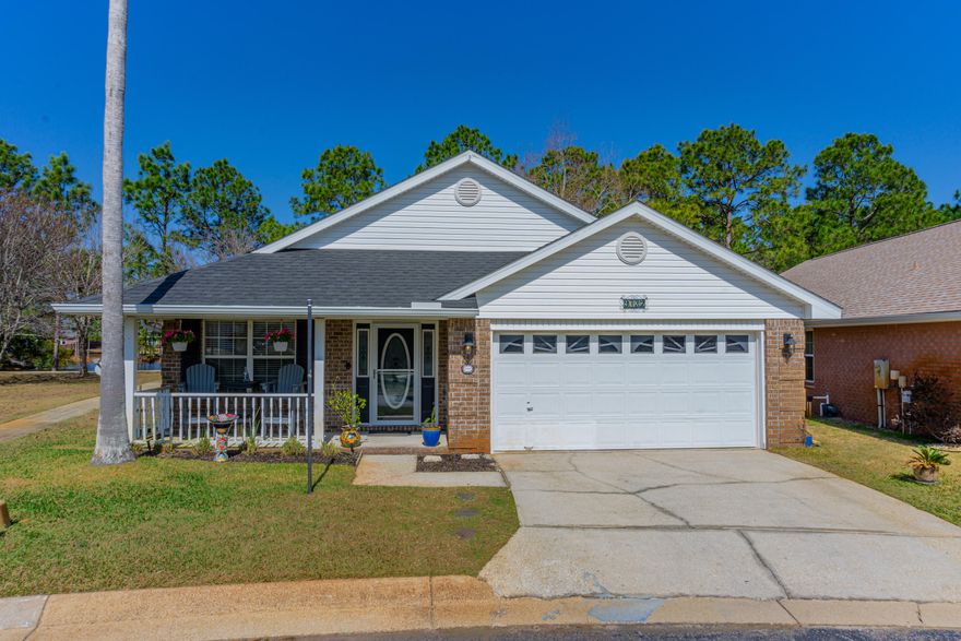 Under Contract with Kickout Clause, seller will look at other offers. Wake up to breathtaking lake views in this stunning all-brick home, located in the gated community of Parker's Landing--just 15 minutes from Hurlburt Field!This 3-bedroom, 2-bathroom home offers an open-concept design with a beautifully updated kitchen featuring quartz countertops, stainless steel appliances, and a spacious layout that flows seamlessly into the living room with vaulted ceilings. A separate dining area and additional sitting area provide flexible space for entertaining or relaxing.Tile flooring runs throughout most of the home, with newer carpet in two bedrooms for added comfort. The primary suite boasts a walk-in closet, double vanities, a garden tub, and a separate shower.  Community pool, walking path, street lighting, underground utilities, and sewer. Roof, HVAC and Hot Water Heater 3 years old.