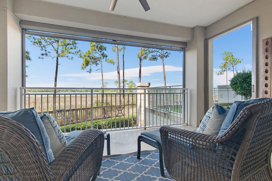 A rare bayfront residence in Sandestin(r) Resort combines the ease of main-level living with the privacy of a walk-out fenced green space and the convenience of a private garage. Take in panoramic bay views and spectacular year-round sunsets from this end unit that feels like your own private sanctuary. From herons and ospreys to eagles and fish jumping across the water, the wildlife watching is extraordinary- a daily reminder of the natural beauty along the coast. The open, light-filled layout flows seamlessly outdoors, creating an ideal setting for coastal resort living. Step down the walkway to launch a kayak, paddleboard, or fishing line in to Choctawhatchee Bayor simply relax as boats drift by.Anchorage residents enjoy a private pool, while the resort offers a stunning Gulf-front beach, four championship golf courses, tennis and pickleball facilities, scenic nature trailsand a full-service marina. Within minutes by bike, golf cart, or a short walk, explore premier dining, boutique shopping, and live entertainment at both The Village of Baytowne Wharf and Grand Boulevard.
Ideal as a primary home or second residence, this bayfront property blends convenience, recreation, and the coastal lifestyle in one of the most desirable resort communities along the Emerald Coast.
