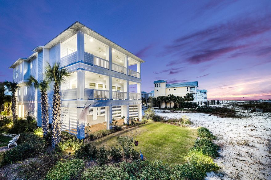 Better than Gulf front with all this upscale home has to offer, but at a fraction of the per square foot costs! An exceptional value on this outstanding recently completed custom beachside retreat features unparalleled panoramic views of the Gulf of Mexico, East Pass and Coastal Dune Lake ideally located in the gated community of Destin Pointe directly adjacent to 3,000' of private beach frontage. Adorned in shiplap and draping in coastal contemporary design this luxe residence offers a plethora of upgrades including notable features such as a private elevator, interior and exterior camera system as well as smart home technology allowing full remote control from your smartphone or tablet.