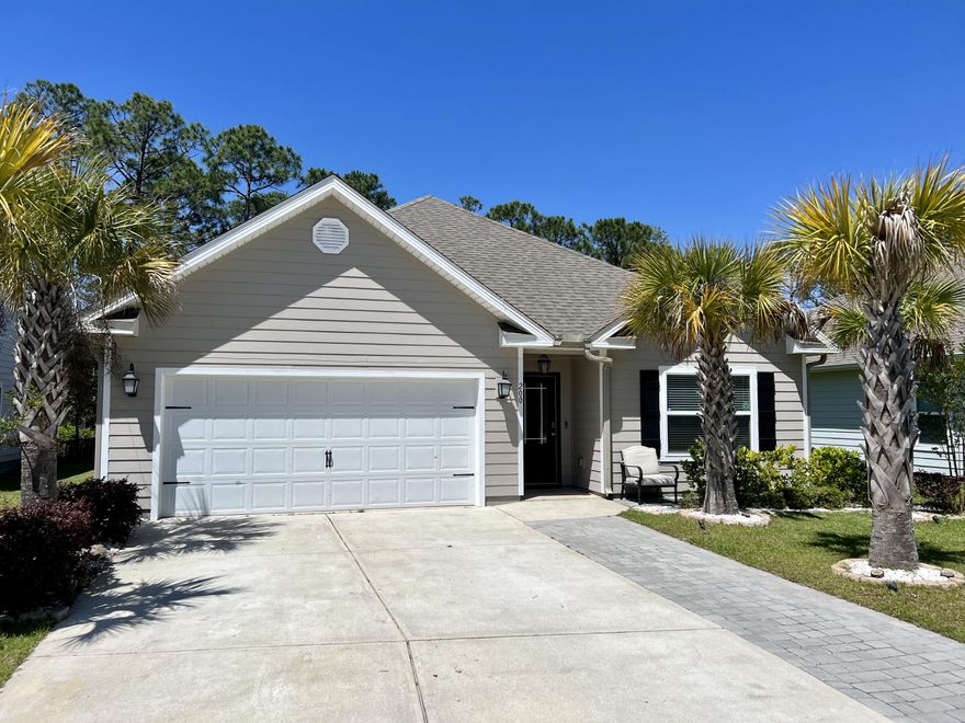 Meticulous 4 Bed 2 Bath Smart Hm on a Cul-de-sac lot w/Private Backyard backing up to State Forest & Just over a Mile to 30A, So Close to Beaches, Restaurants & More!  This Beautiful Home features an Open Concept layout with 9' Ceilings along with Stunning 10' & 11' Trey Ceilings & EVP Flooring.  LARGE WHITE KITCHEN Boosts Tiered Cabinets, w/Crown Molding & Hardware, Island w/ Additional Cabinets & Large WIPantry for Storage, Granite Counter Tops w/Breakfast Bar, Accent Wall & Stainless Steel Appliances Included!  LARGE ENSUITE/w Trey Ceiling, WIC & Accent Wall.  Private Bath includes Soaker Tub, Tiled Shower w/Built in Seat & Dbl Bwl Sink!  Secondary Bedrooms all with loads of Natural Light & Ceiling Fans.  Spacious Laundry comes with Washer & Dryer & Extra Storage.