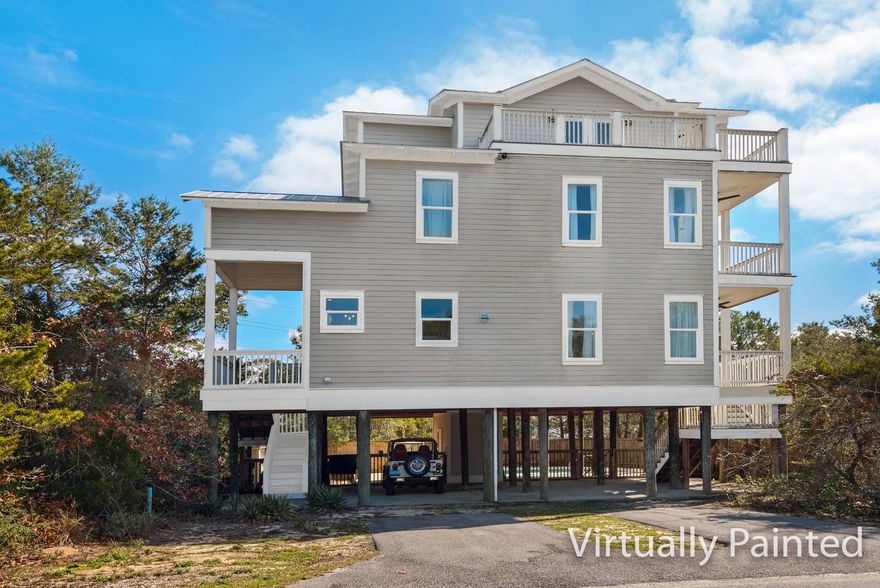 21 Breeze Drive is your rare opportunity to put the finishing touches on your 30A dream home. This 5 bedroom, 4 bath home, with a private pool, is really dialed up inside. The main level houses a bedroom, full bath and open concept living, dining and kitchen. The kitchen features quartz tops, custom cabinets, dual ovens, commercial-style refrigerator, Bosch dishwasher and gas Wolf cooktop. The master and two more bedrooms and full bath are on the second floor. The master bath has dual sinks, shower, freestanding tub, and heated floors. The top floor bedroom is large and has an attached bath. The views of the Gulf over Topsail State Park are amazing. The home needs exterior paint and some landscaping, and you are ready to go.