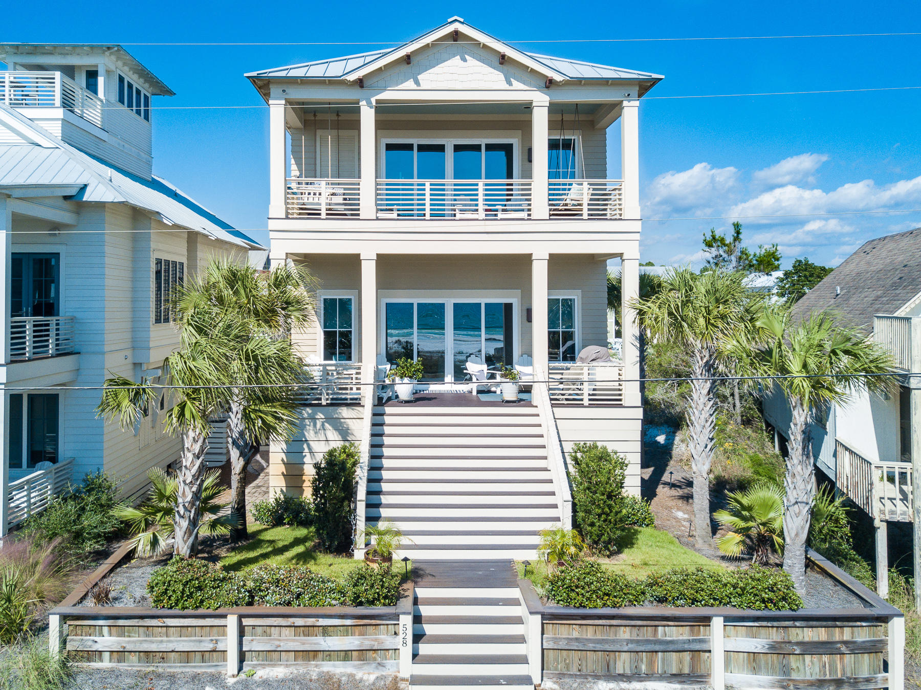 This luxurious custom beach home is situated on a prime lot one tier off the Gulf in a quiet and peaceful area of Seageove Beach. Perfectly situated between Eastern Lake and the Gulf, this home offers spectacular views of both. No detail was overlooked in this 5 bedroom 4.5 bath coastal home from the luxurious pecky cypress wood ceilings and top rated appliances, to the high-end luxury furnishings. 528 Eastern Lake was thoughtfully built with plenty of extra storage for kayaks and beach gear, allowing an easy launch into Eastern Lake or the Gulf of Mexico. Other notable features of the home include no homeowners' association fees, the addition of high wind rated windows and doors, and a three-stop elevator.