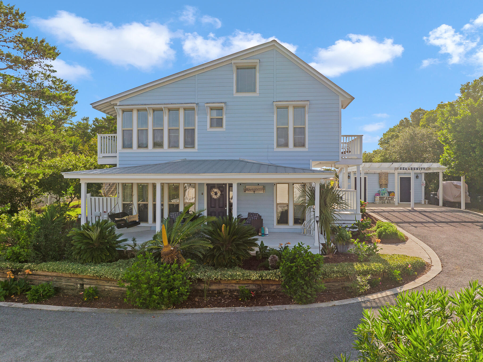Welcome to Sea-Renity, a stunning blend of architectural beauty and 30A beach vibe. The home is nestled on a tucked away street located conveniently near Red Fish Village and the Blue Mountain Beach Access. An entertainer's paradise, this home sits on a quarter acre of land with an expansive outdoor entertainment space, private heated pool and hot tub, fire pit, grilling area, manicured landscaping, a freshly painted exterior, and much more. The interior design features luxury vinyl plank, upgraded kitchen cabinets, granite countertops, and stainless steel appliances. Certainly not your cookie-cutter home, this one has it all. Strong rental history and a full summer of rental on the books makes this your best 30A investment.
