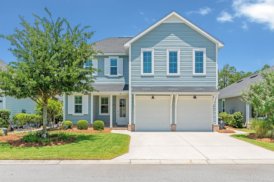 Pristine home on a private perimeter lot featuring 2,430 sq ft, 4 bdrs, 3.5 bths, office nook & 2-car garage. First-floor master suite, spacious guest rooms, & charming carpentry upgrades: custom coffee bar, wood shelving in closets, hidden storage, & garage racks. Highlights include a well-appointed kitchen, walk-in pantry, offset dining, screened rear porch, outdoor shower & storage, side paver walkway to a manicured backyard with lush landscaping. Enjoy Watersound Origins amenities: FREE golf, resort-style pool, gym, tennis, pickleball, basketball & kayak from the Lake Powell dock. Origins Town Center includes Publix, Starbucks, dining, shops & more! A must-see & a must-have! With a 6-month minimum lease policy, the community welcomes both primary and second homeowners, making it an ideal location for year-round living or seasonal escapes. This 1,400-acre community is ideally situated near the stunning beaches of 30A, as well as shopping, dining, and entertainment options. The Village Commons serves as a hub for residents, featuring a resort-style swimming pool, fitness center, and sports courts. The community also boasts parks, walking trails, and access to the serene waters of Lake Powell via a dedicated dock. For golf enthusiasts, the Origins Golf Club offers a six-hole regulation short course that can also be played as a nine-hole executive course or a 10-hole, par-3 layout. Experience a lifestyle that combines modern convenience with an appreciation for naturethis home at Watersound Origins is truly a rare find.