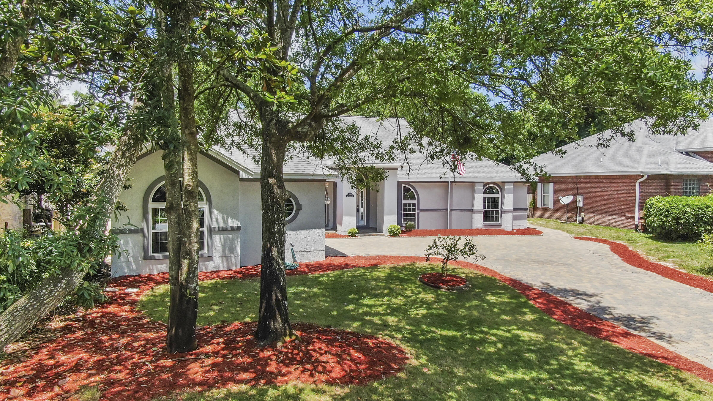 Spacious three bedroom, two bath home with open office and living areas needing new homeowners! You can't miss the backyard paradise with enclosed saltwater pool and covered entertainment deck to include speakers/surround sound. MEIGS Boat Launch .8 miles, Two George's Marina 1.8 miles away! This split bedroom layout has an expansive master bedroom that leads out to back pool area. Dining or current piano room next to kitchen and updated kitchen gives extra entertaining space. HVAC 2017, impact windows updated in 2014/17, LVP flooring, and icynene insulation in 2015. The pool has solar panels that help with extra use and warmer temperatures when the weather gets cooler. There is a small whirlpool with working bubbles(currently no heater connect)