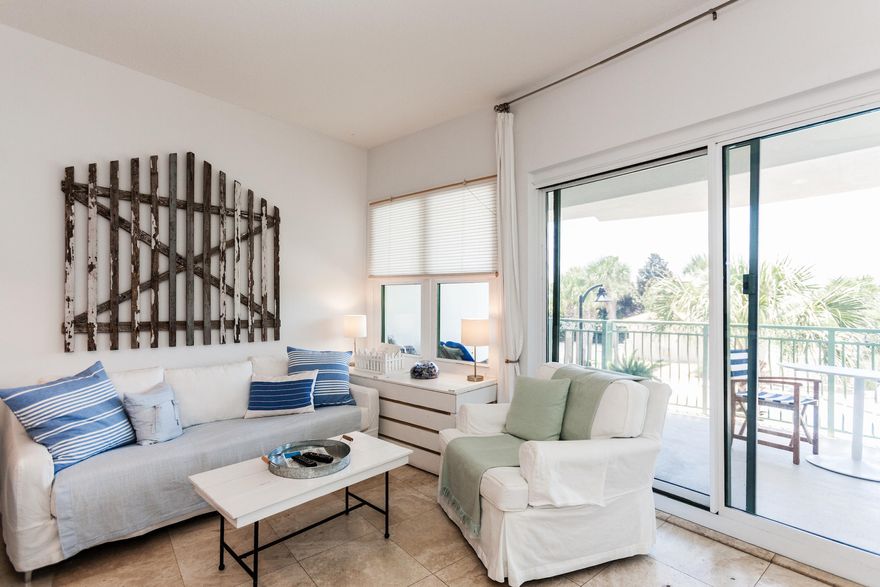 Rare find! One of only three larger units at the Inn at Seacrest. This charming condo is located on 2nd floor overlooking the resort style pool. Classic beach decor with coastal furnishings, cool colors and lots of natural light. Large balcony with table and chairs to enjoy outdoor dining and lounge seating. The unit has a fully equipped kitchen with a stove top, lighted exhaust fan, a European style convection oven, microwave, dishwasher, shelving and a breakfast bar.Excellent rental revenue and reviews!The Inn at Seacrest is located just north of 30A beside Alys Beach and walking distance to Rosemary Beach.All data and dimensions to be verified by buyer.