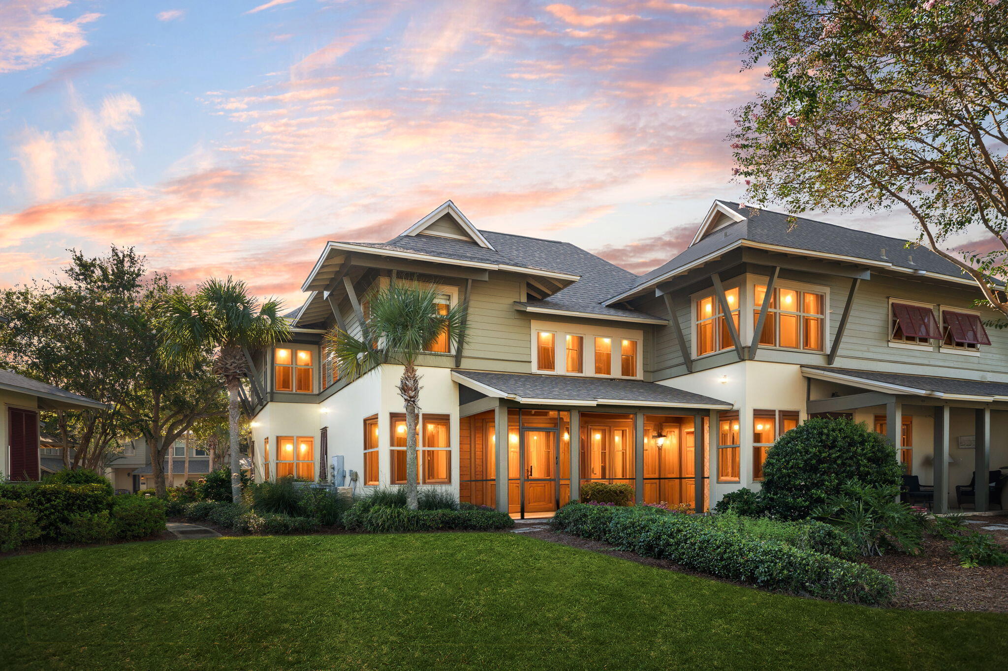 This beautifully renovated end-unit townhome, complete with a single-car garage, enjoys a prime setting on the 8th fairway of the Baytowne Golf Course, offering captivating western views where you can take in magical sunsets and seasonal fireworks.Step inside to a fresh, coastal-inspired interior where natural light pours through soaring vaulted ceilings and double-stacked windows, framing picturesque views of the golf course, lake, and lush landscaping. The newly updated kitchen is a showpiece, featuring brand-new stainless steel appliances, a chef's island, and ample cabinetry for both form and function.The main level also boasts a spacious master suite with a walk-in closet and spa-like bath, complete with a jetted tub, separate shower, and double vanity. For added co This beautifully renovated end-unit townhome, complete with a single-car garage, enjoys a prime setting on the 8th fairway of the Baytowne Golf Course, offering captivating western views where you can take in magical sunsets and seasonal fireworks.
Step inside to a fresh, coastal-inspired interior where natural light pours through soaring vaulted ceilings and double-stacked windows, framing picturesque views of the golf course, lake, and lush landscaping. The newly updated kitchen is a showpiece, featuring brand-new stainless steel appliances, a chef's island, and ample cabinetry for both form and function.
The main level also boasts a spacious master suite with a walk-in closet and spa-like bath, complete with a jetted tub, separate shower, and double vanity. For added convenience, a laundry room with new washer and dryer and a generous walk-in storage room are also located on the first floor.
Upstairs, you'll find a second master suite with its own private bath, a guest bedroom with ensuite, and a versatile landing area perfect for a reading nook or home office space. All four bathrooms throughout the home have been fully renovated from top to bottom, offering a crisp, modern, like-new finish in every space.
Outdoors, the newly screened-in patio provides the perfect spot to relax, entertain, or simply enjoy the peaceful golf course and lake views year-round.
Beyond its beautiful design and thoughtful renovations, this property shines as a proven rental performer, generating strong income thanks to its desirable location within the sought-after Sandestin Golf & Beach Resort. Owners and guests alike enjoy world-class amenities including golf, tennis, a marina, resort pools, spa, fitness center, and the vibrant Village of Baytowne Wharf.
Conveying fully furnished with all appliances, this property is turnkey and rental ready. The only exclusions are the owners' golf carts.
Whether you're searching for a luxurious coastal retreat or a high-yield investment property, 8605 Magnolia Bay Lane delivers the perfect blend of elegance, comfort, and profitability.