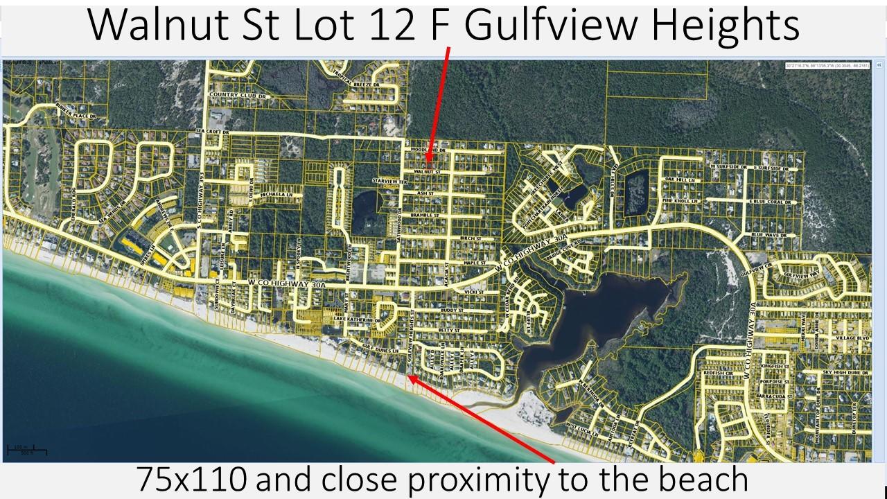This flat lot is located in the highly desirable community of Gulfview Heights located close to the beach. This large & flat wooded lot (75 by 110) is less than a half mile to the beach. No HOA or build out time. It is in Flood Zone X (non-Flood zone) and ready for build out or hold until you are ready. The public beach access at Gulfview heights is a short bike ride or stroll to end of the street across 30A. It has restrooms, parking for 20+ cars and golf carts. It is private yet so close to all 30A has to offer. All utilities available - tap fees not paid. Buyer is responsible for verifying all information as no warranties or guarantees are expressed.