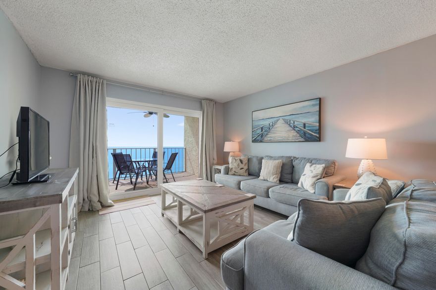 Welcome to Regency Towers unit #1209! Nearly $47K in rental production in 2023 and this is including missing the month of May due to transitioning to new property management! This 2 bedroom, 2 bathroom unit has direct views to the turquoise waters of the Gulf of Mexico and includes many thoughtful updates. The kitchen includes granite countertops, stainless appliances and subway tile backsplash. The flooring has been updated to a durable, wood-look plank tile. The design and furnishings are coastal chic and will catch the attention of rental guests when searching for accommodations. This unit will be a fantastic rental investment or second home. Schedule your appointment to see this gorgeous unit today!