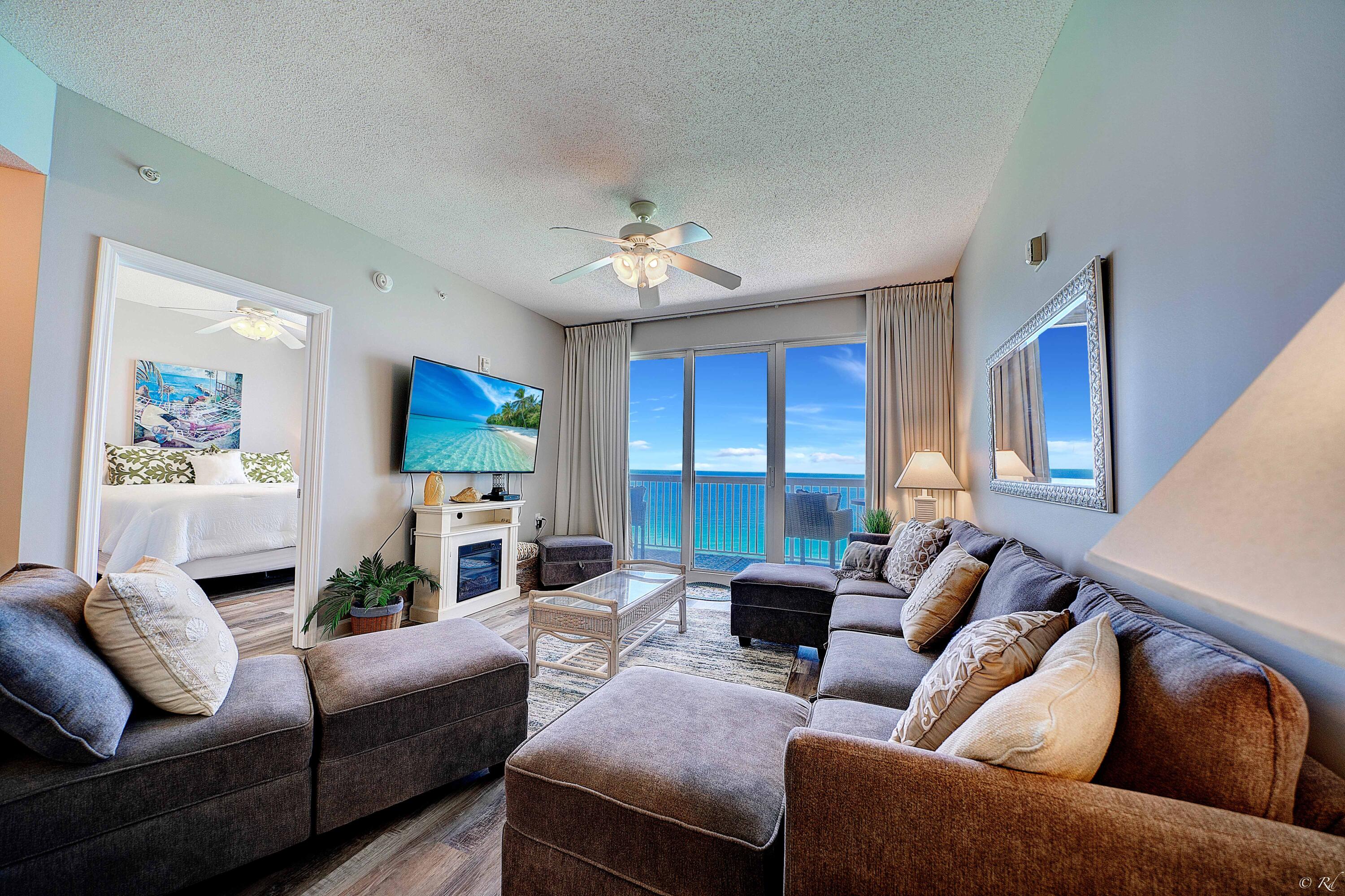 This is your opportunity to own a beautiful, turnkey unit at Seychelles Beach Resort with a rare GULF FRONT MASTER BEDROOM. This one bedroom, two bath unit with a bonus room (rents like a 2 bedroom) is being sold furnished. Only 2 of these highly sought after '05 stack units have sold in the last year! The unit has been tastefully decorated with a coastal theme, and is not being used as a rental. The large balcony offers spectacular views of the sugar white sands and emerald, green waters of the Gulf of Mexico. The HOA Fee includes ALL utilities, electricity included. Seychelles Beach Resort is located on the quiet East end of Panama City Beach with 200 Feet of Gulf-front sandy beaches.  St. Andrews State Park is near, several full-service marinas, and its next door to Schooners-Cont.