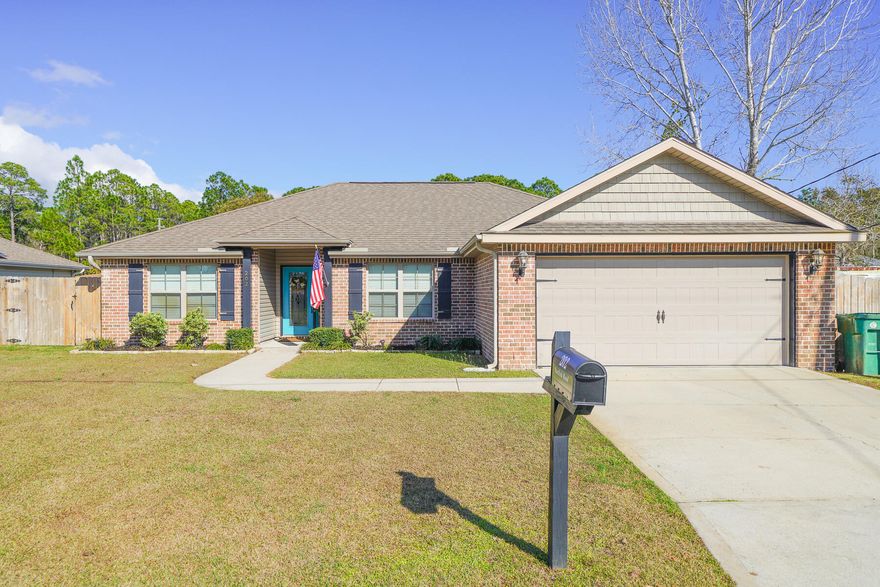 This beautiful 4 bedroom 2 bath brick front home is conveniently located just 2.8 miles west of Hurlburt field! Lovingly maintained with an open floorplan with granite countertops, designer cabinetry with soft-close drawers, stainless steel GE appliances. Master bedroom is spacious with tray ceiling, featuring double vanity and walk-in closet in masterbath. High efficiency windows and Quiet Zone insulation for Master Bedroom. Low maintenance well landscaped front yard and fenced backyard. This home also comes with hurricane protection with exterior hardware preinstalled on windows and doors for peace of mind. Curtains in bedrooms, Washer/Dryer and Deep freezer in garage does not convey. Matterport visual tour available.