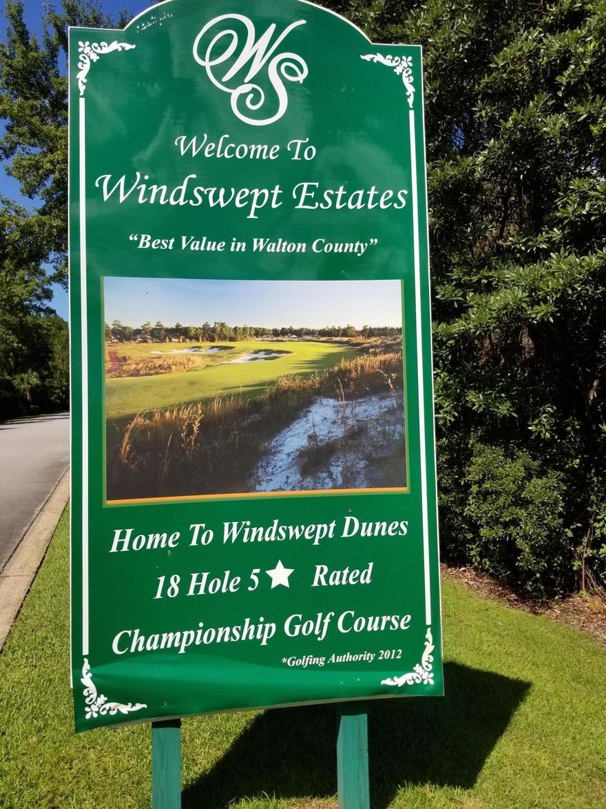 If you build here you will stay! Great building lot near cul-de-sac location in the premier golf course of Windswept Dunes of Northwest Florida. This well maintained residential golf community has it all. Pool, tennis, nature trail, playground and of course golf. Bring your clubs, this is a golfers dream! When not golfing or using the community amenities head south to the beautiful Gulf of Mexico. Spend a day on the beach, visit Seaside and Destin for shopping and restaurants and fun. Closest military facilities are Eglin Air Force Base, Tyndall AFB, Hurlburt Field and the 7th SFG. www.windswept dunes.org will give you additional information on membership. Bring your floor plans and plan to stay. Many lovely homes already on Double Eagle Ct. Buyer to verify all information.