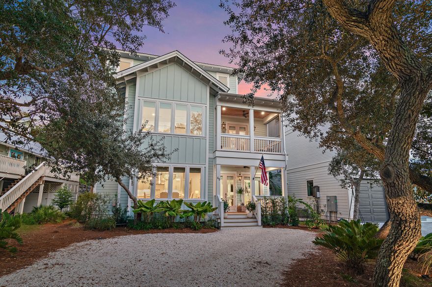 Tucked beneath a canopy of mature live oaks on a quiet gravel street in Santa Rosa Beach, 45 May Drive captures the charm of Old Florida while offering the thoughtful craftsmanship and elevated design today's buyers appreciate. Located on the south side of Scenic Highway 30A and within walking distance to the beach, this 4-bedroom, 2,756 square foot coastal cottage was built as the primary residence of a well-known local custom home builder and showcases meticulous attention to detail throughout.The interior is offered furnished and features curated selections by Canepari Coast Designs, reflecting a refined coastal aesthetic through custom tile work, wallpaper, lighting, and thoughtfully chosen finishes. The kitchen is complemented by a functional scullery, providing additional storage and prep space ideal for entertaining and everyday living. All bedrooms feature en suite bathrooms, offering comfort and privacy for family and guests alike. The flexible top floor living space can serve as a private bedroom, bonus room, or additional entertaining area, providing versatility for full time living or hosting guests.

The outdoor living spaces are a true highlight of the property. Designed for both relaxation and entertaining, the backyard includes a custom outdoor kitchen, tiled outdoor shower, sauna, heated pool, low maintenance turf, lush landscaping, and thoughtfully planned outdoor lighting that creates an inviting atmosphere day and night.

The location further sets this home apart. Enjoy an easy walk to the beach with access to a newly developed county public beach parking area nearby. Local favorites including Old Florida Fish House, Steamboat Grill, and the Shops at Greenway Station are all close by, offering dining, shopping, and entertainment just minutes from home.

45 May Drive offers a rare combination of timeless Florida character, quality construction, and an exceptional outdoor lifestyle in one of Santa Rosa Beach's most desirable settings.
