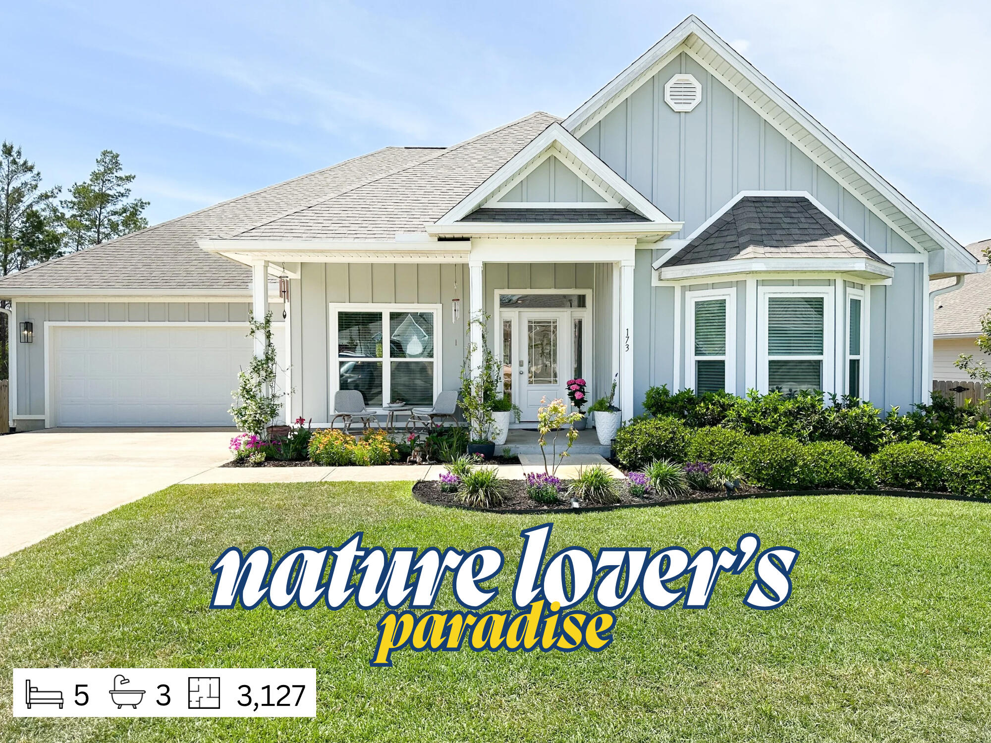 ***PRICE REDUCED***Less than 30 minutes from the Emerald Coast's most stunning beaches, this 5-bed, 3-bath oasis sits on a large lot with 80 ft of natural pond frontage and lush landscaping. Inside, enjoy a modern open-concept layout with a great room, eating area, spacious kitchen, walk-in pantry, and large island--perfect for entertaining. The master suite features a spa-like bath, and oversized walk-in closet. Two sets of bedrooms share separate baths for maximum privacy. The formal dining room and sitting room in the front of the home can be reimagined for flexible living. The backyard is awe inspiring and is a must-see! Enjoy birdwatching, gardening, or relaxing by the water. Whole house filtration and reverse osmosis system. EV outlet. Come see this move-in ready gem! *** 5 Bedroom Waterfront Oasis less than 30 minutes from the most stunning beaches of the Emerald Coast ***
Welcome to your dream home! Nestled on a stunning waterfront lot with 80 feet of shoreline on a natural pond, this 5-bedroom, 3-bathroom property is a nature enthusiast's paradise. With a modern open-concept layout, this home offers the perfect blend of style, space, and serenity ideal for entertaining, family gatherings, or simply enjoying peaceful views of the pond and lush greenery.
Step inside to discover a spacious living area that flows seamlessly into the chef-inspired kitchen, complete with a large center island, walk-in pantry, and plenty of space for preparing meals or hosting guests. The main area of the home also has a dining area, making the heart of the home perfect for large family gatherings or entertaining.
The front of the home invites with a formal dining room currently used as a home office and a separate sitting room or den, both offering flexible options to suit your lifestyle.
The private master suite overlooks the lush backyard and tranquil pond, featuring an ensuite bathroom with a dual vanity, separate tub and shower, and an oversized walk-in closet. The remaining four bedrooms are thoughtfully designed in pairs at opposite corners of the home, each with their own shared bathroom perfect for large families, multigenerational living, or hosting overnight guests with privacy.
Step outside to the covered and screened-in porch and take in the fully fenced and beautifully landscaped backyard, complete with raised garden beds, birdwatching spots, and a peaceful hideaway by the water's edge. Whether you're fishing, paddle boarding, or simply relaxing with a book, this backyard offers endless opportunities to connect with nature.
Additional highlights include:
* Less than 30 minutes from the world's most famous beaches
* Nearly $100,000 in upgrades
* EV outlet
* Whole house water filtration system
* Reverse osmosis water system in the kitchen
* Backyard plumbing for pool in place
* Move-in ready condition with thoughtful upgrades throughout
Don't miss your chance to own this rare waterfront oasis near the most beautiful beaches in the world schedule your private tour today and fall in love with everything this home has to offer!