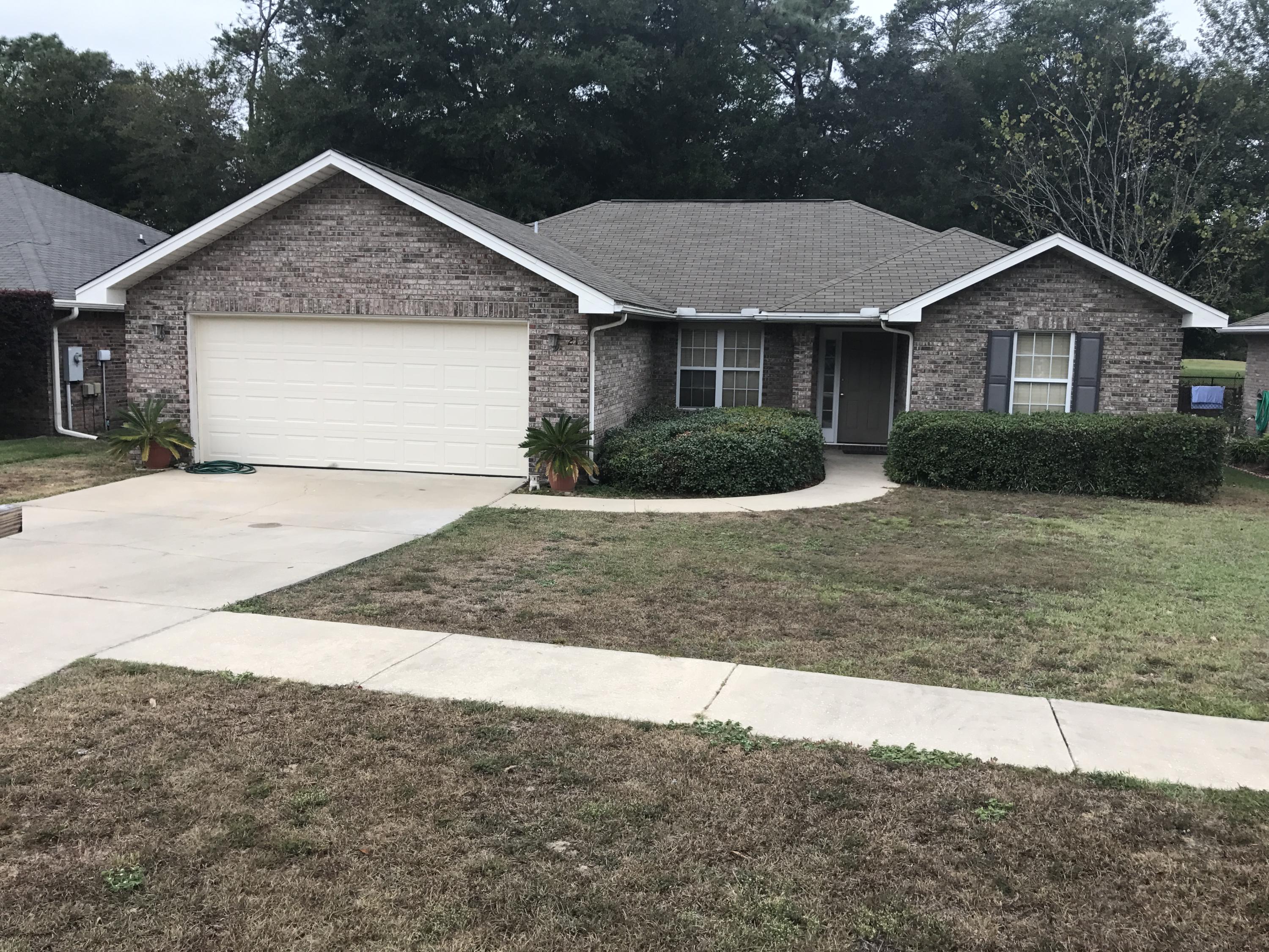 Short Sale. This home needs some TLC. Situated with a view of Eglin Golf Couse. Split bedroom plan. Buyer to verify all pertinent information including square footage and lot dimensions. Property to be sold as is.
