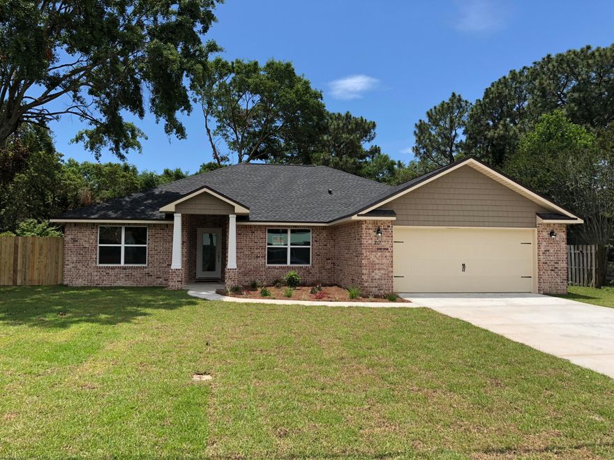 PRICE DROP!! TIME TO SELL THIS NEW HOME! READY NOW! SELLER TO PAY UP TO $4K TOWARDS BUYERS CLOSING COSTS. Near AF Bases & Beaches!! KITCHEN: Granite counters, Custom cabinets w/soft close drawers, stainless appliances. MASTER BATH: Granite counters w/dual sinks & Lg custom tiled shower w/seamless glass door, Lg W/I closet, 12x24 tiles MASTER BR: tray ceilings w/Crown molding. BATH 2: 12x24 Tile, Granite. PLUS: Premium Vinyl wood plank Floor in living, hall, kitchen & Laundry. Bedrooms carpet. Covered back porch, ceiling fans w/light, Elegant panel doors, Hurricane Fabric shield, Pull down attic, architectural shingles, 5-1/4'' baseboards, crown in 10 ft. areas, flat textured ceilings, low-E windows, privacy fenced, sprinkler system & sod. 1 Yr builder Warranty. Ready NOW. Call Today to se