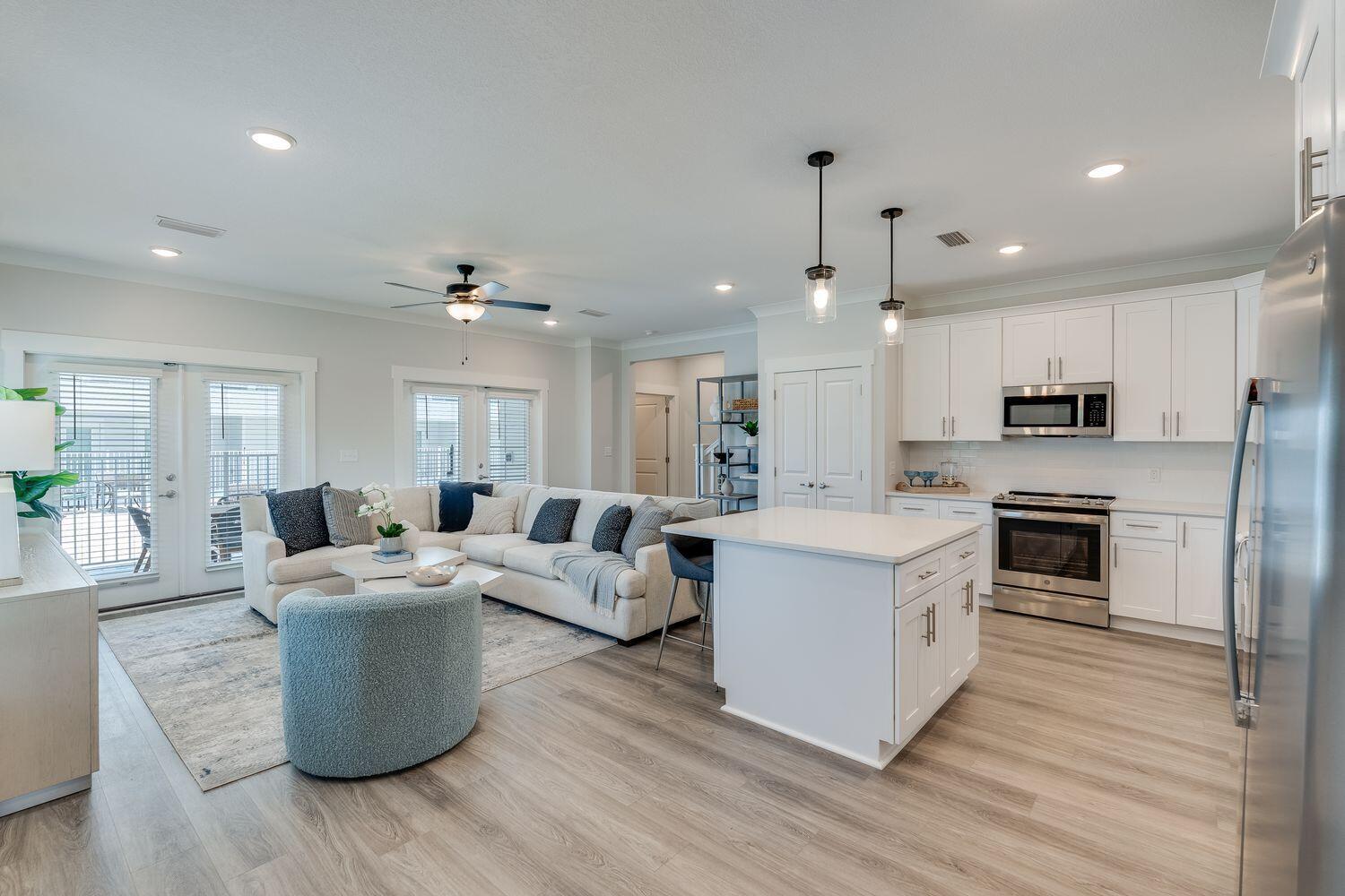 Ideally located in the heart Destin, this newly constructed community embodies coastal living. Step inside and you're greeted by the impeccable craftsmanship and high-end finishes throughout. With ~1800 square feet of living space, this townhouse offers an open and airy floor plan, perfect for entertaining. The main level boasts 9-foot ceilings and a modern kitchen featuring quartz countertops and ample storage space. Retreat to the primary bedroom with its own window seat and ensuite bathroom. Enjoy the convenience of a two-car garage. Outside, you'll find a spacious courtyard with a resort-style community pool just a short distance to Boshamps and other local hot spots. Unit rented unfurnished. 5% monthly discount for active military