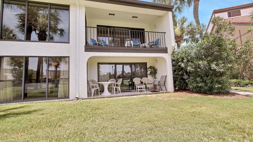 UPDATED! Ground Floor, 3BR/3BA Spacious Condo in Fabulous Edgewater Resort. Unit located behind Tennis Courts & Pool. Best Amenities in all of PCB. UPDATES: New AC unit, Refaced Kitchen Cabinet Doors, wider single level kitchen counter, quartz counter tops, backsplash, double stainless steel kitchen sink & faucet, Kitchen ceiling lifted, recessed lighting, microwave, dishwasher, washer & drier, coffee maker & toaster, PVC bead board in hallway, kitchen & dining room, new carpet in bedrooms, ceiling fans, toilets, curtains, paint, some living room furnishings, bedding, some artwork, & wood shelfing in closets & owner storage unit. Edgewater is still Panama City Beach's most well known resort destination! Featuring 11 swimming pools, a huge gulf side lagoon pool, executive par 3 golf course, tennis courts, convention center, restaurants, 24 hour gated and roving security, gift shops, gulf side bar and grill, restaurant will deliver to your unit for a small fee, grocery store, ice cream parlor, tennis courts, basketball, salon, trolley rides right up to beach and back, snack bar & grill and so much more! And just a few steps across the beach walkover you will be at The World's most beautiful white sand beaches and emerald coastline. Edgewater is so well located you can get to all that Panama City Beach has to offer within 10 minutes! Pier Park, with restaurants, shopping, free concerts and more, is right down the street! This is the place to be! WITHIN 1/4 mile to the sugary white sand beaches & Emerald Coastline. Some items do not convey with sale of unit. Please ask agent for list.