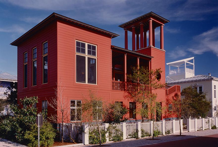 Watch your Seaside white picket dreams play out in this one of a kind home brought to life by renowned architect and designer, Charles Warren, which transports you from the simple louvered double door entry up to the eight majestic Tuscan columns that create the perfect rooftop pavilion and deck to take in the breathtaking Gulf views. A quintessential mix of Seaside's urban design and Roman architectural ideals, this well-thought out 2,108 square foot estate creates a perfect mix of pleasure and efficiency; offering expansive interior and exterior living space to revel in within the homes facade. With beautiful hardwood floors throughout the home, the first floor offers a spacious master suite with direct access to an enclosed porch, an additional master suite, and laundry room.