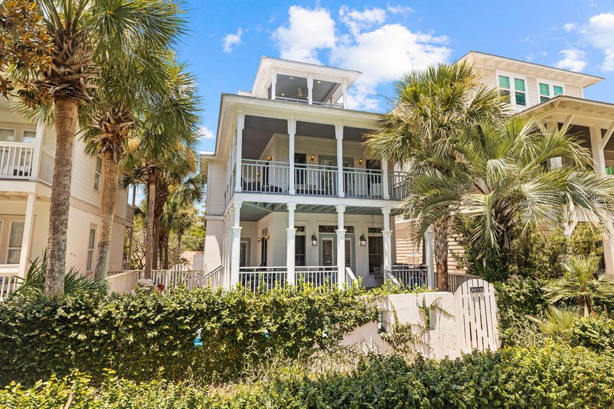 Welcome to Wave N Sea, an exquisite coastal retreat in the heart of 30A. This beautifully designed home blends modern elegance with classic charm, offering luxurious living just steps from the sugar-white sands and turquoise waters of the Emerald Coast. Water's Edge is a gated community with only 34 homesites. These homes share fantastic deeded beach access for just the community. With a private pool and walking proximity to Alys, Rosemary, and Seacrest, this home checks all of the boxes. Recent upgrades include hot water heater 2020, HVAC main level 2020, HVAC upstairs 2023, and roof 2023. Featuring high-end finishes, vaulted ceilings, and expansive windows, the open-concept layout is perfect for entertaining. Multiple spacious bedrooms with en-suite bathrooms ensure comfort and
