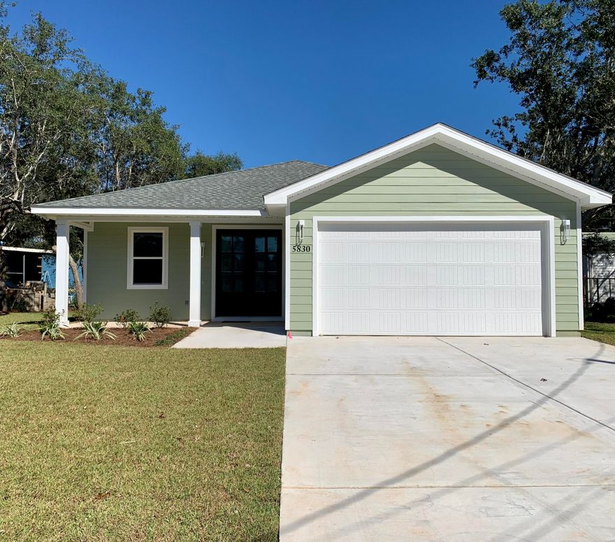 New construction 3 bedroom 2 bath. Beautiful double mahogany doors welcomes family and friends into a spacious foyer that opens into the living area with 9 foot ceilings. High-end Pergo flooring is featured throughout the house which is extremely beautiful and built for life, dent resistant, scratch resistant, and waterproof. The kitchen features beautiful quartz countertops, custom cabinetry, pendant and recessed lighting, breakfast bar, and stainless steel oven, dishwasher and microwave. Off of the dining area area you will find the master suite. Attached is the master bathroom with quartz countertops, double vanity sink, walk in custom tile shower, and walk in closet with wood shelving. Both the dining area and master bedroom have doorways that lead to the covered patio overlooking the