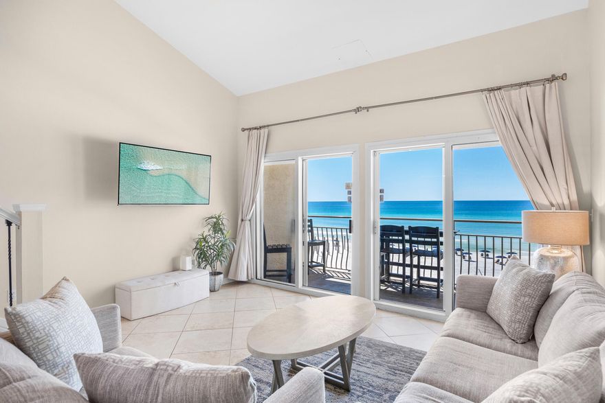 Welcome to Crystal Sands, a low-density Gulf-front development in the heart of Crystal Beach, Destin. This beautifully updated 2-bedroom, 2-bath condo in the West building is a prime rental investment, generating nearly $85,000 annually. Featuring vaulted ceilings, breathtaking Gulf views, and luxury vinyl & tile flooring, this spacious unit includes a lofted bonus room and sleeper sofa, accommodating up to 8 guests. The kitchen boasts updated countertops, new stainless steel appliances, and sleek cabinetry, while the fully furnished interior showcases fresh coastal decor & flat-screen TVs. Enjoy stunning sunsets and Gulf breezes from the private balcony, with panoramic views from the kitchen, dining, and upper level. Turn-key investment and prime location near many conveniences! The primary suite on the main level includes a king bed and ensuite bath, plus a stackable washer & dryer behind a charming barn door. Upstairs, a second king bedroom with barn doors offers stunning Gulf views, accompanied by a full bath and a bonus room with twin beds. Throughout the unit, updated lighting and fans complement upscale furniture, creating a modern yet relaxed ambiance in this low-density complex. The soaring vaulted ceilings enhance the spacious, open feel.

Crystal Sands offers two pools (one heated seasonally), gated beach access, a beachside grilling area, and on-site beach service with rentals for umbrellas, chairs, kayaks, and paddleboards. Ideally located along Scenic 98, you're minutes from Henderson Beach State Park, Destin Commons, Whole Foods, and HarborWalk Village. Walk or bike to local favorites Camille's and Soleil, or take a charter cruise or fishing trip from the nearby HarborWalk marina. Don't miss this turnkey, high-ROI opportunity. Start living the Crystal Beach lifestyle today!

