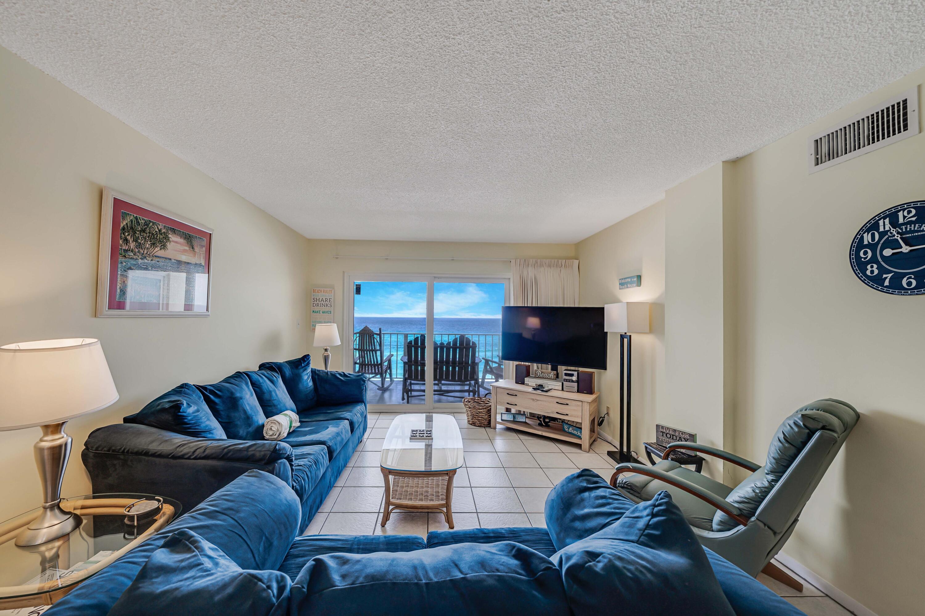 Enjoy breathtaking sunsets over the World's Most Beautiful Beaches from your private, Gulf Front balcony in this 2 Bedroom 2 Bath condo. Directly on Panama City Beach, Regency Towers is a well-established, family resort with great amenities, including 2 large pools, Indoor Hot Tub Spa, Tiki Bar between the pools, 2 large grilling areas, and shuffleboard courts. There is over 650 feet of sugar white beachfront for you to enjoy.