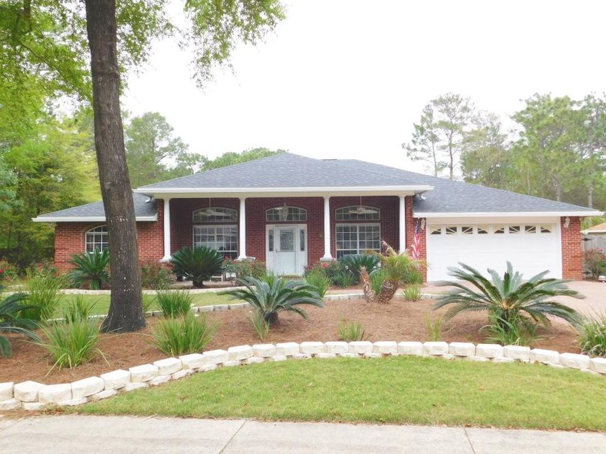 Welcome to this beautifully updated pool home on an oversized corner lot in Rocky Bayou Estates. This home has many upgrades to include a new kitchen, new tile floors, stone columns and brick paver driveway. The chefs kitchen includes a copper sink, soft close doors, Kenmore Elite appliances and granite countertops. The amazing large florida room overlooks the inviting screen enclosed pool with a fountain. The spacious family room boast crown molding and a gas fireplace. The backyard comes complete with a 12 x 20 storage shed, a playground and fruit trees. One side of the house has a brick paver driveway behind the oversized gate to park your RV with 50 amp service and the other has a large area to park your boat with 30 amp service. The french doors have custom made plantation shutters