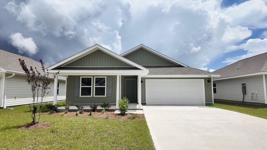 NEW CONSTRUCTION in River's Cove that features a beautiful community pool and playground. The highly desirable new Lakeside floorplan provides a well-designed OPEN concept, no wasted space, 5 beds, 3 baths, nice 12 x 9 covered back patio & 2 car garage. All stainless appliances in the kitchen, smooth top range, beautiful countertops in kitchen and baths, quiet dishwasher, built in microwave, spacious dining area & more. Striking wood look flooring, plush carpet in the bedrooms. The Smart Home Connect System has several convenient devices. Fabric Hurricane door and window protection is included. Awesome amenities & stylish curb appeal. Located in a fast-growing area.