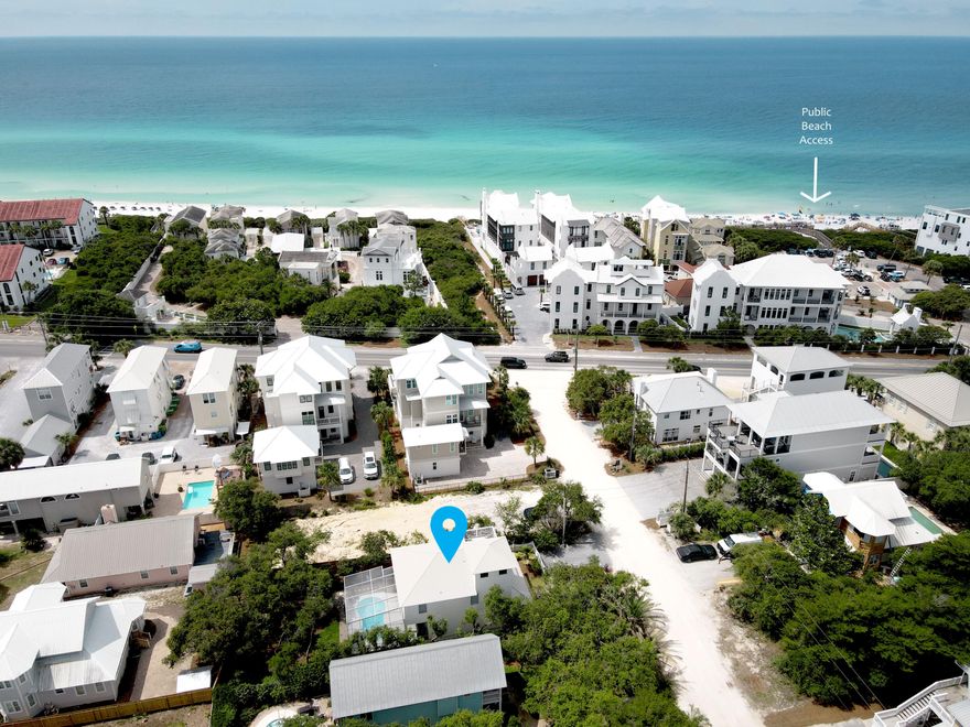 This stunning residence offers a prime location within Seagrove Beach, just moments away from pristine white sand beaches. This property's close proximity to four public beaches ensures that you can enjoy the beach at your convenience, allowing you to easily immerse yourself in the beauty and serenity of the area. The house itself boasts 4 BD and 3.5 BA, making it a spacious and comfortable living space. As you enter, you'll see that the main floor showcases an open floor plan with a kitchen, dining area and a living room, complete with a gas fireplace. The kitchen offers updated appliances and a cozy breakfast nook, where you can enjoy your morning coffee. On the second floor, you'll discover four generously sized bedrooms, including two primary suites, each featuring their own ensuite