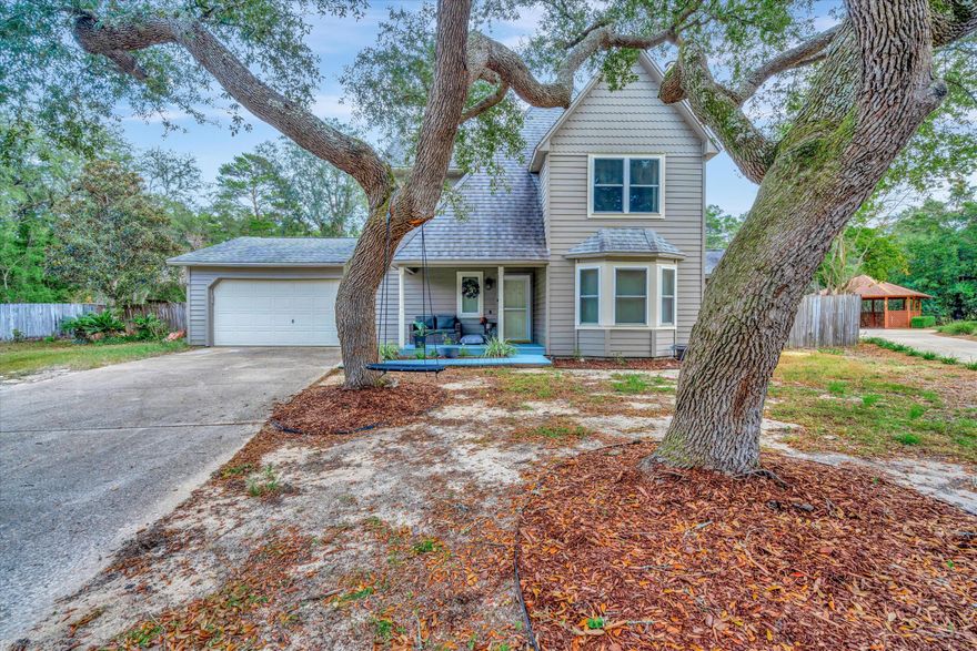Beautiful 4 bedroom, 4 bath Bluewater Bay POOL home. This home features open concept family living with a gorgeous shiplap fireplace, new wood look ceramic tile, cherry cabinets in an open concept kitchen with NEW fridge, NEW stainless oven, LG stainless cooktop, NEW microwave. There are 2 bedrooms up and 2 bedrooms down with 4 FULL baths. Spacious fenced yard features an in-ground pool and extra privacy. HVAC 2022, smart enabled with a 10 year warranty, Hot water heater 2021 and roof was 2014. Must see gorgeous Bluewater Bay pool home perfect for all family types and just a quick walk to the Bluewater Bay park.