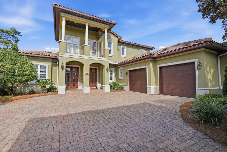 Welcome to 413 Sea Winds! Set on a large, beautifully landscaped lot with exceptional outdoor living featuring a heated saltwater pool, pool cage, hot tub, and summer kitchen added in 2022-perfect for entertaining or relaxing year-round. The interior offers spacious, open living areas and a main-level primary with an en suite bath. Upstairs, the two bedrooms each offer a private en suite bath and their own balcony, creating ideal accommodations for family/guests. Situated in the gated, short term rental-restricted community of Bella Mar, this home embodies refined coastal living across from the sugar-white sands of the Gulf and next to the Santa Rosa Beach Golf Club, offers a deeded beach access, walkability to dining, shopping, and a 30A lifestyle defined by privacy, elegance, and ease.