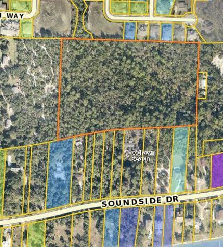 17.39 vacant land, 2 parcels, access from Soundside Drive, some wetlands