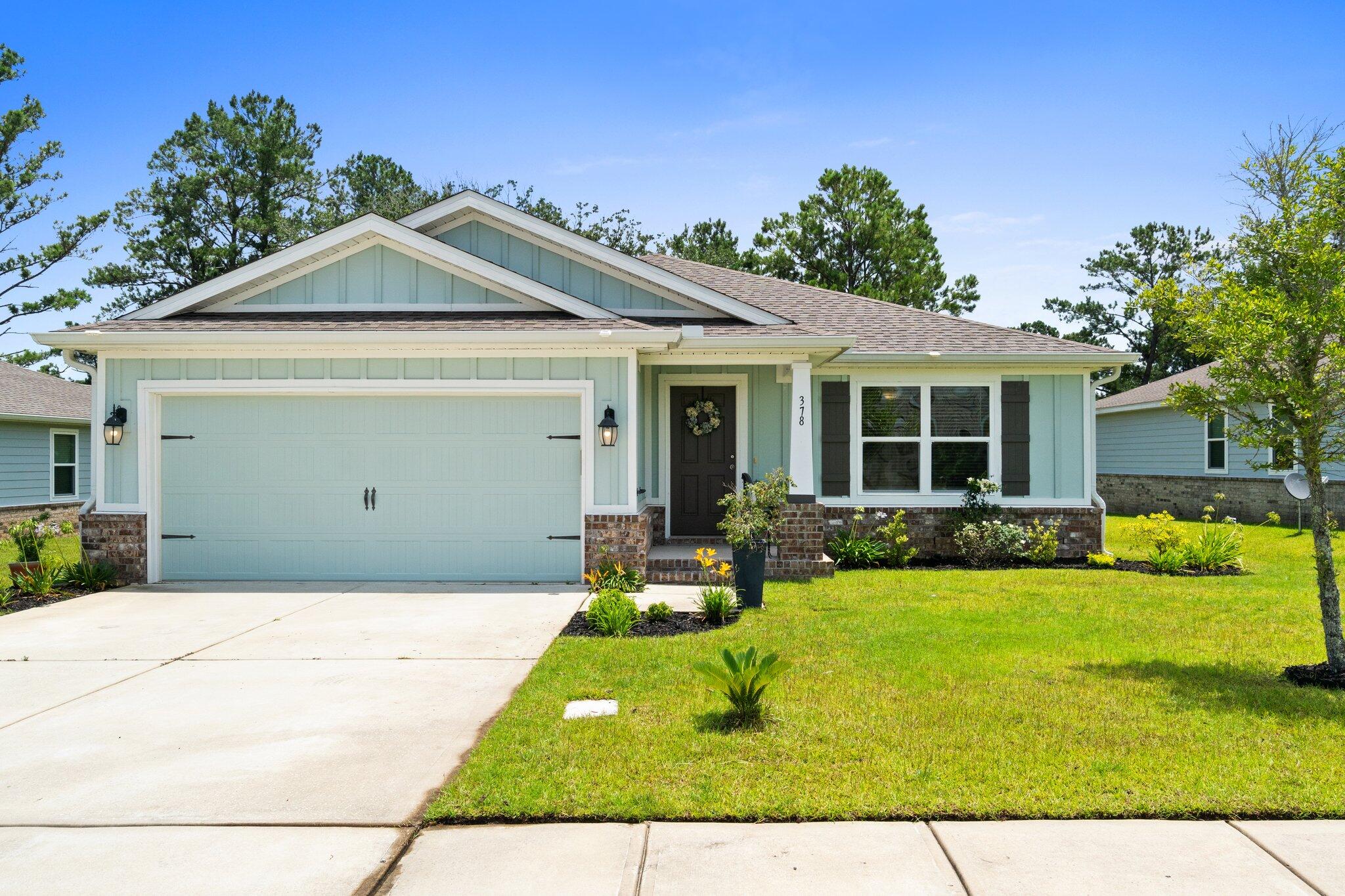 Welcome to 378 Marquis Way, a charming single-family home nestled in the heart of Freeport, FL. This delightful 3-bedroom, 2-bathroom residence offers the perfect blend of comfort and functionality, ideal for modern living. Step inside to discover a spacious and inviting layout. The home boasts a dedicated office space, perfect for remote work or study. The living areas are bathed in natural light, creating a warm and welcoming atmosphere for both relaxation and entertainment.The well-appointed kitchen serves as the heart of the home, providing ample space for culinary endeavors. Each bedroom is designed with tranquility in mind. The large master ensuite has vaulted ceiling with windows to invite natural light and views of the large backyard and the lake.A standout feature of this... property is the inviting screen porch, a perfect spot for morning coffee or evening relaxation. Whether hosting friends or enjoying a quiet moment, this outdoor space enhances the living experience.
Situated on a peaceful street, 378 Marquis Way provides a serene escape while still being conveniently located near local amenities. This home is a wonderful opportunity for those seeking a blend of suburban tranquility and modern convenience. Lots of shopping and dining options in Freeport and the surrounding beach communities along 30A, Sandestin and Destin.