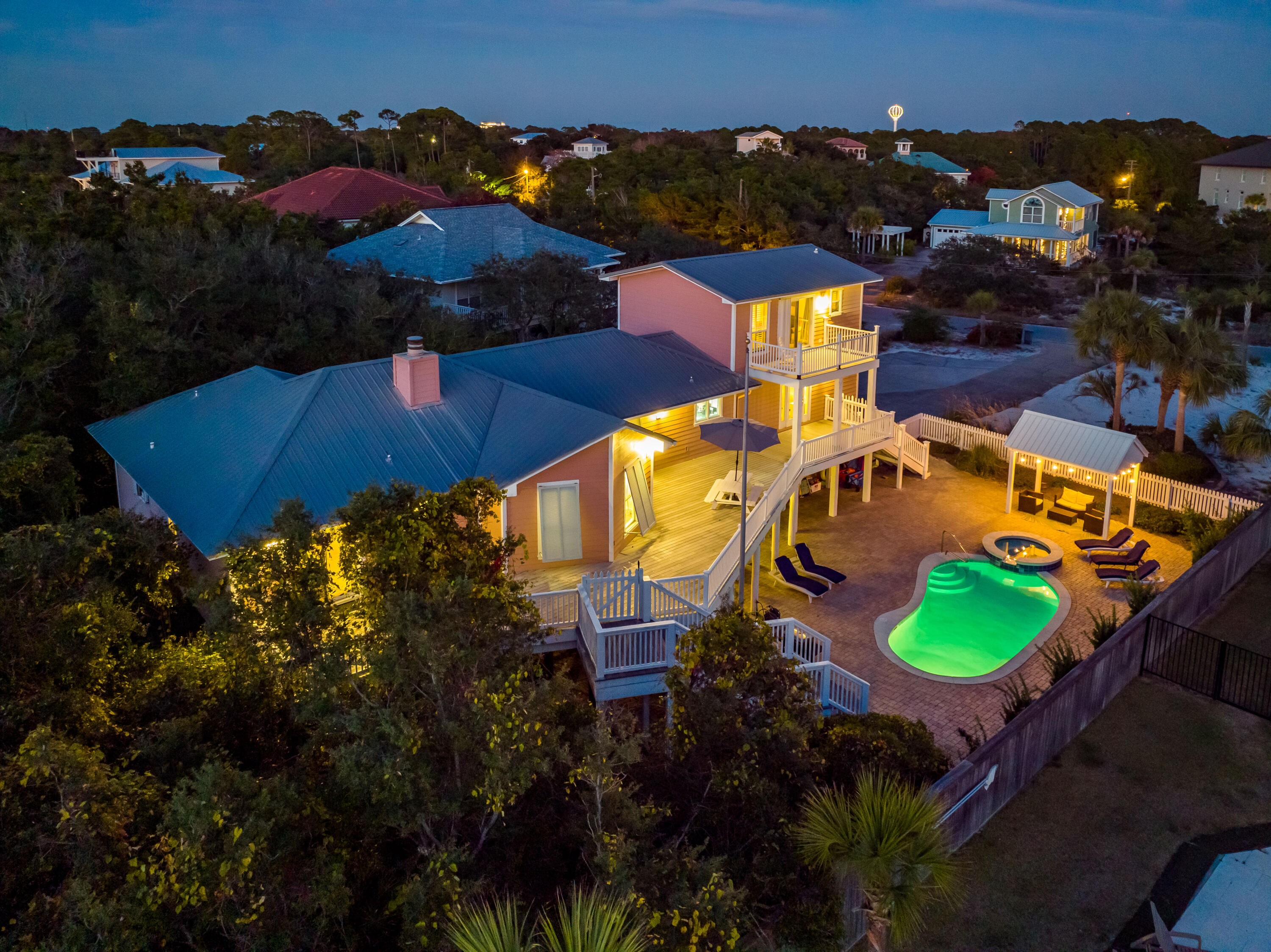 Welcome to MINGO MANOR!!! Beach Home, Investment Property, Second Home...pick any of these to describe this beach dream home located in the quiet and secluded Gulf Pines neighborhood in Miramar Beach. If you are looking for that ideal home for those important gatherings with family and friends, this home is for you! A large open deck runs the entire length of the home and allows for expansive views of the gulf over your private pool oasis. The home features deeded beach access, 5 bedrooms, separate living areas, a covered outdoor lanai with television, and is offered fully furnished and move-in ready. Mingo Manor has a rich rental history with bookings that will convey to the new owner for 2022. Close to shopping and great restaurants. Call today to schedule your private appointment!