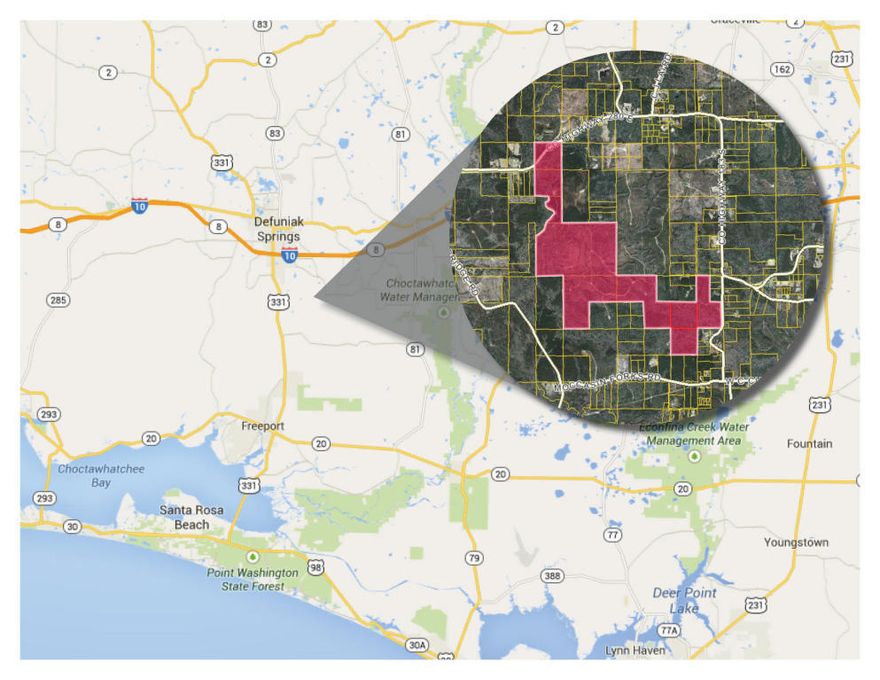 MUST SELL ... WILL SACRIFICE! THE PERFECT WEEKEND RECREATIONAL WOODS, HIGH AND DRY WITH OVER 700 ACRES TO ROAM & HUNT AT YOUR
LEISURE! A quick 40 minute trek from the Beach, this private land in the historical Eucheeanna Valley has flourished with indigenous foliage
throughout its rolling hills. A meandering stream of water, White Creek, traverse parts of the land causing the only segments that may be called
wetlands. A paved road borders the property on the east and north side providing a stable ingress and egress.