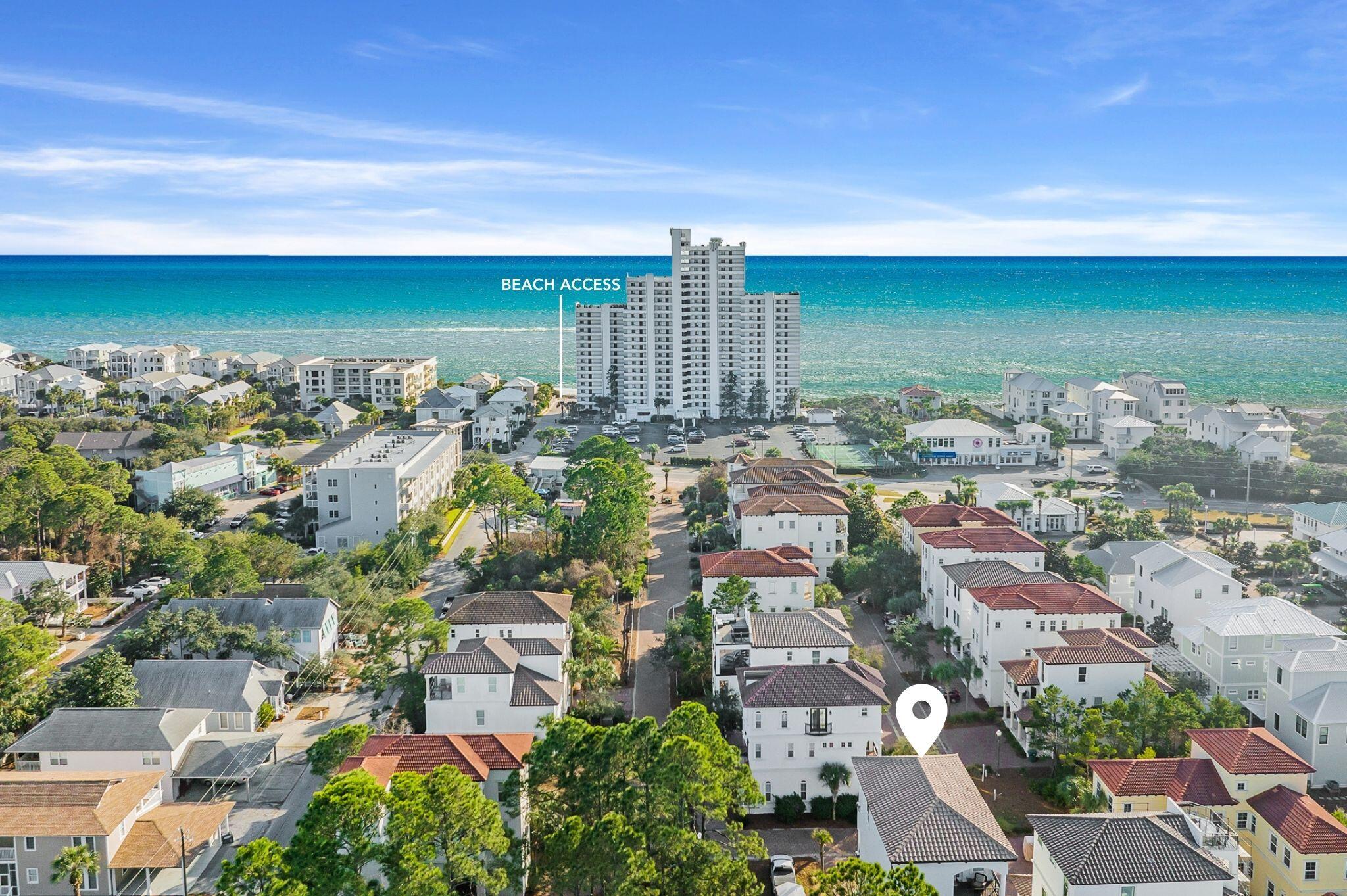 Residing behind the private gated enclave of Palmeira Villas in Seagrove Beach, this newly constructed 'Coastyle' designed home executed by the renowned team at Kirby Construction seamlessly blends organic aesthetics with a modern and coastal flair. The heart of the home immediately unfolds upon initial entry with a sophisticated and luxurious living space meticulously planned for both relaxation and entertainment. Soaring 12' coffered ceilings coupled with stunning French Oak hardwoods and an abundance of natural light infuse the space with coastal ambiance. Ideal for culinary enthusiasts, the gourmet kitchen encompasses custom cabinetry, Carrera quartz countertops and an extended kitchen island with integrated seating. Preparing a morning beverage or evening night cap is made possible by the fully equipped wet bar. Beckoning for those outdoor gatherings, the backyard oasis is perfect for those summer days and evenings with a new covered pergola, firepit and private pool. Ascending the striking staircase, a junior suite offers soaring ceilings, beautiful hardwood flooring and a private-ensuite. A laundry, bunk room and guest suite with private access to a private patio share a jack-and-jill bath and complete the 2nd level.

Encompassing over ?? of the top floor, the primary suite offers custom vaulted ceilings with wood accents and a private covered patio. The luxurious ensuite bath is designed for a spa-like experience with a garden-style soaking tub, dual vanities, a large walk-in wet room and an enclosed water closet.  An additional guest suite with private bath and access to the covered porch and wet bar servicing both suites complete the top level.

The sought-after community of Palmeira Villas in Seagrove Beach on 30A provides residents with a quick 2 minute walk to the beach, heightened privacy, and an array of amenities while remaining geographically poised near all of the acclaimed dining and entertainment venues 30A has to offer including the newly opened Greenway Station town centers. Inquire today to arrange a viewing and start envisioning the coastal lifestyle you deserve.
