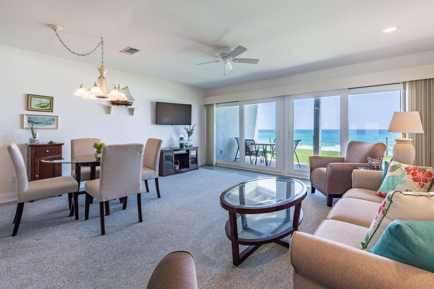 The BEST deal on a Gulf Front condo in Blue Mountain Beach. Enjoy Panoramic views of the Gulf from your own private patio and walk right out to the beach.It is that easy. Well-Maintained & Loved, this 1st Floor condo offers, 1 Bedroom, 1 Bath condo comes fully furnished and ready for you and your guests. Recently updated, the bathroom offers new cabinets, counters and tiled tub/shower. The kitchen has a breakfast bar, updated backsplash, fresh paint and all appliances have been replaced. Brand new hurricane rated sliding glass doors and window provide great views along with energy efficiency and storm protection. Centrally located, Blue Mountain Beach offers the Best elevation, quiet and quaint surroundings with dining, entertainment and shopping nearby.