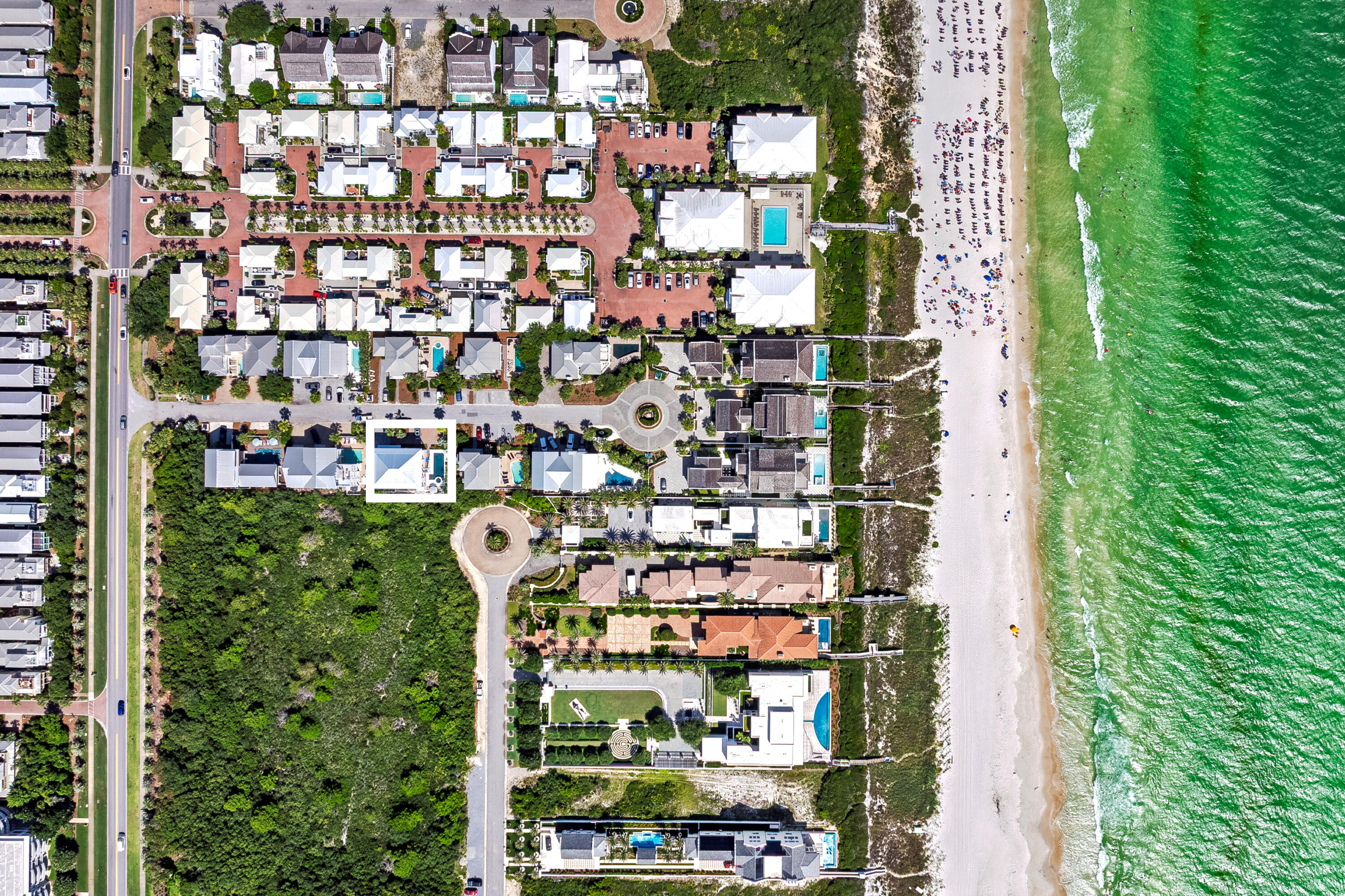 The ONLY 9 bedroom 9 bath home SOUTH of 30A in a GATED community with a PRIVATE BEACH under $7.5M. This outstanding gulf-view reunion-sized house only four tiers from the gulf delivers luxury coastal living with an enviable 30A lifestyle. Located in the upscale, gated community of Sandy Shores, it is one of just 13 luxury homes within this exclusive enclave perfectly tucked away between Rosemary Beach and Alys Beach. The best part, a private beach with beach service. Spread over three floors, this newly remodeled home boasts nine bedrooms, nine full baths, two living rooms, two kitchens and multiple porches overlooking a private L-shaped pool and spa. It's a vacation paradise for investors looking for a rental machine, or a luxury retreat for owners looking to spread out and entertain. Deep porches on every level encourage indoor-outdoor living and provide shady nooks for relaxing with a good book or dining alfresco, cooled by gentle sea breezes. Families will love the 40-foot private pool for cooling off and having fun together, along with ping-pong on the patio. Move indoors to play air hockey or watch TV. A brand new full kitchen on this level is the perfect spot for teens and guests to grab snacks and beverages. With 4 x 2 tile flooring throughout the first level, it is perfect for wet feet or sandy toes. You will appreciate two generous bedroom suites on the first floor each with a full bathroom, and one bath accessible from the pool and patio, and laundry. Thoughtfully built with an elevator shaft to all three levels, an elevator could be added for full-time living. Modern coastal decor continues upstairs for a laid-back ambience in the second-floor great room. Lie back in cushioned comfort in the sitting room and appreciate this amazing hideaway. A refectory dining table invites intimate social conversation over tasty local seafood prepared in the coveted chef's kitchen. Fully equipped with high-end appliances, it has everything you need, from the wine refrigerator to the island bar. Three more bedrooms on this level each have a full bathroom. Doors open directly onto a full-width porch with stairs leading down to the pool for a morning dip. The lavish master suite is on the top floor and includes a vast bathroom showcasing a soaking tub with gulf views, large walk-in shower and dual vanities. Throw open the French doors and embrace each new day from the privacy of your own 38-foot balcony. Three additional bedrooms, three beautiful ensuite bathrooms and a second laundry. Last but not least, the metal roof was just replaced in 2025. Contiguous to Paradise by the Sea, this home puts you at the heart of 30A shopping, upscale and casual dining, and non-stop entertainment. The white-sand beach offers private access for owners and a seasonal beach chair service. Consistently generating more than $350,000 in rental income, this outstanding beach house with parking for eight vehicles is an entertainer's nirvana and the perfect venue for weddings, reunions and family gatherings.