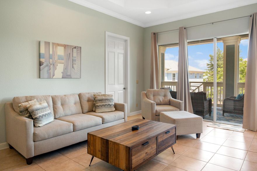 This fully furnished 2 bedroom condo is tucked away in the low traffic neighborhood of Crystal Cove, inside the gates of Sandestin Golf & Beach Resort. This spacious condo is perfect as a primary, secondary or investment property. Offering 10ft tray ceilings, large windows, with an abundance of natural light. This open floor plan includes granite counter tops in the kitchen & a breakfast bar for informal dining. Crystal Cove is perfectly positioned just a short golf cart ride away from Sandestin's many attractions as well as the nearby Grand Boulevard - which allows you to live like you are on a vacation year-round while also providing a traditional neighborhood to return home to—truly the best of both worlds. Owners enjoy access to the two heated SOA pools: One across from Linkside Village on Audubon Drive and the newly constructed Phil Hummel Aquatic Center.
As an introduction to the Sandestin lifestyle, we invite our new owners to explore amenities that make Sandestin special. The listing brokerage and seller(s) are presenting the buyer(s) of this property with (2) 90-minute rounds of Tennis court time, a golf foursome at one of our three championship courses, and a round of golf for up to four (4) players at the unrivaled Burnt Pine Golf Club.

Sandestin Golf and Beach Resort is a major destination for all seasons and all ages, and has been named the #1 resort on Florida's Emerald Coast. This magical resort spanning over 2,000 acres is comprised of over 70 unique neighborhoods of condominiums, villas, town homes, and estates. The resort features miles of sandy white beaches and pristine bay front, four championship golf courses, a world-class tennis center with 15 courts, 4 resort swimming pools (and 15 private neighborhood pools), a 123-slip marina, a fully equipped and professionally staffed fitness center, meeting spaces and The Village of Baytowne Wharf, a charming pedestrian village with events, shopping, dining, family entertainment and nightlife. For true golf cart community living, Grand Boulevard is just outside the resort gates and provides access to additional shopping, dining and entertainment - all without traveling on Hwy. 98.  Come to Play, Stay for Life!