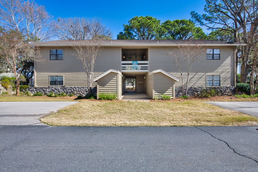 Your dream of the Emerald Coast lifestyle is ready and waiting for you here in this atmospheric 2 bdrm 2 bath condo!  The reputable Golf Villas at Seascape Resort boasts a warm, gated community offering amenities such as the tennis courts, enticing pools (one just behind building 85) & a meticulously manicured golf corse-with local shops such as the Seascape Towne Center being within minutes as well as private access to our world renowned emerald waters and white sandy beaches.  From the moment you step inside, nickel gap hallway walls and charming kitchen backsplashes showcase the thoughtful design throughout.  Tile flooring throughout the unit with exceptions to the bedrooms which offer cozy carpeting. The kitchen is equipped with stainless steel appliances and a dining area that opens to the living room, creating a comfortable flow.  Down the hall the guest bedroom has two twin beds, a guest bathroom with custom tiled flooring and tiled surround tub/shower combination.  Quartz countertop and single vanity. The master bedroom has a king bed and a double closet.  The master bath has a shower and single vanity with large counter space.  One of the home's most relaxing spots is the back porch, where you can enjoy your morning coffee while overlooking the tranquil golf course.  For added convenience, there is a shared washer and dryer for building 86 units. It is  located just outside the front door within easy reach.  Come see the charm for yourself and visit today.  

Buyer(s) are responsible to personally verify all details for property and dimensions. Any information contained in this listing is believed to be accurate but is not guaranteed.