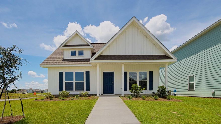 Welcome to 335 Arrowwood Boulevard, a new home at Owl's Head East in Freeport Florida. This single-family residence is ready for move in and is situated on a corner lot. This single-story home has three well-appointed bedrooms and two full bathrooms, crafted for effortless living. Embrace the warm welcome of a large, covered entry leading into an expansive living room   The main living area with EVP flooring, offers an open-concept design with the dining area seamlessly transitioning into the kitchen. The kitchen is highlighted by a center island, perfect for gathering around, meal preparations, and entertaining. Storage is plentiful with abundant upper and lower cabinetry, granite countertops and stainless appliances--including a smooth-top stove, microwave, and dishwasher. Two guest bedrooms offer generous closets and share access to a well-equipped bathroom with a shower-tub combination and a convenient linen closet. Secluded at the home's rear is the primary suite, an oasis of tranquility featuring a spacious closet, and a private ensuite bathroom. The primary bathroom has a large vanity with dual sinks, a sizable shower, and a separate water closet for added privacy. Additionally, this home includes a large laundry room and extra linen storage. 

Outside, the driveway accommodates two parking spaces and a two-car garage, rounding out the perfect package for your new beginning. This home has a landscaped front flower bed for added curb appeal. For more information on this new construction home in Owl's Head East, contact a D.R. Horton Sales Representative today.
