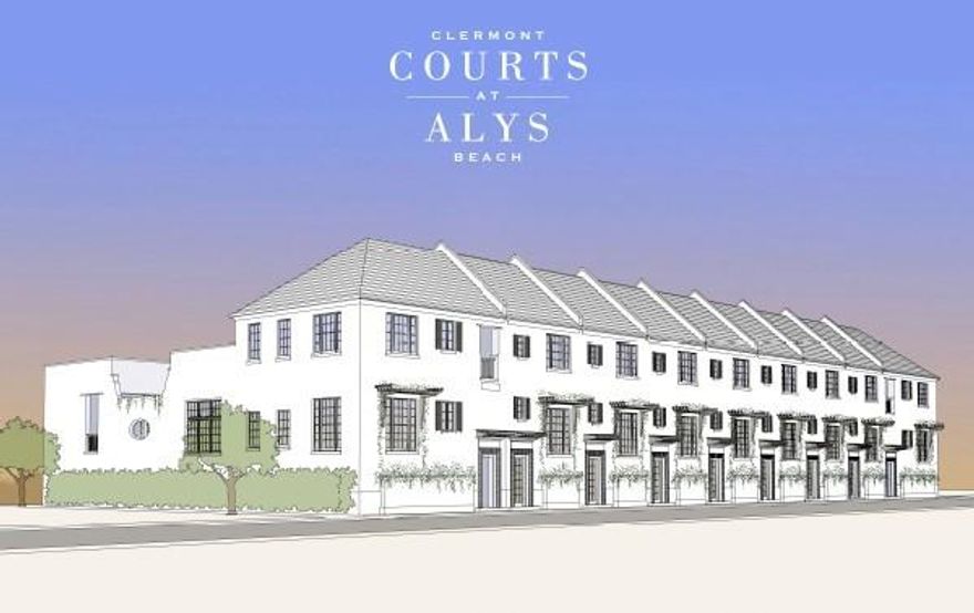 Clermont Courts designed by Khoury Vogt Architects and overlooking the gracious new Alys Beach Fitness Center, reprises the success of Caliza Courts. Along with the Fitness Center, they will anchor a burgeoning new neighborhood around Arboleda Park, just to the east of Caliza Pool and the emerging Town Center.Raised stoop entries bordered by landscaped planters provide access to the entry and stair hall that ushers one into the main living area, elevated half a floor above grade. Spanning the width of the homesite, the great room has a 16-foot ceiling and 12-foot tall doors and windows that open to a central landscaped courtyard. Across the court, an open-air loggia looks out on the private garden and fronts a detached guest suite, both raised above an enclosed garage.The Seven (3 bedroom homes feature a deep great room that opens onto a spacious courtyard, separated only by an expansive bank of French doors and tall transoms.  The second and master bedrooms each occupy their own half floor, maximizing privacy, with the master suite raised above the tall great room. The third bedroom is a detached guest suite within the carriage house, accessible from the courtyard loggia.
