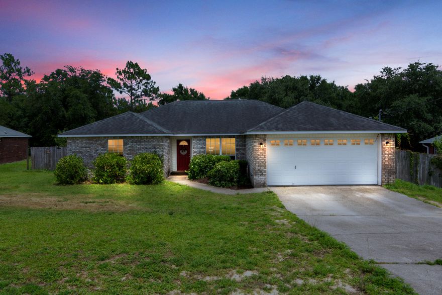 Location location location!!! This 4 bed 2 bath brick home in South Crestview is a must see. Your new home features a great location with easy access to your local bases, white sandy beachs, shopping, and doctors to name a few. To top things off your new home features a large .35 acre lot that backs to a wooded area for increased privacy. Inside you will find high cathedral ceilings in the main living area, fireplace, granite counter tops in the kitchen, split bedroom floor plan for extra privacy from kids and guest after a long day of work to name a few. This home won't last long call to schedule your private viewing today!