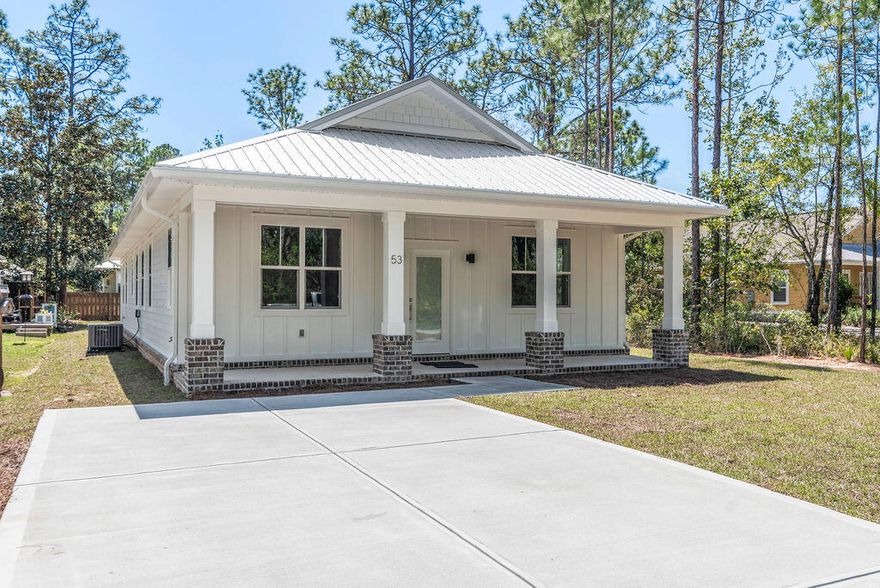 A short walk from the bay and a short drive to the beach, this Florida Cottage is almost complete! This is one of the few homes available in the highly desirable Point Washington area. It features an open floor plan with a 3 bedroom/2 bath layout, LVP throughout and tile in the bathrooms. Walk in closets in the master, a freestanding tub, and both bathrooms featuring walk in tile showers. The exterior features hardie board with a board and batten/ brick accent facing the road. This subdivision has a public access ramp into the Choctawhatchee Bay for small boats, kayaks, paddle boards, etc. (within 1/4 mile). No HOA.