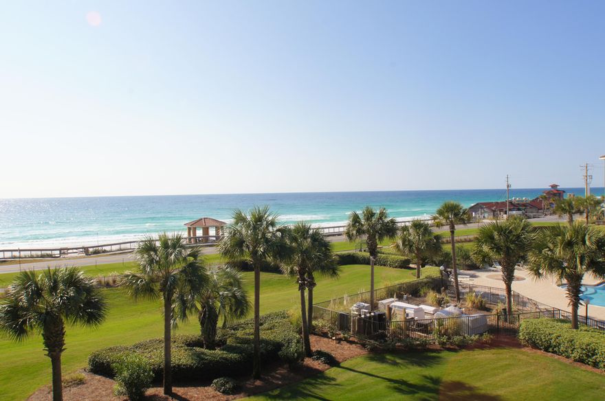 A nicely furnished two bedroom, two and a half bath condo located on Scenic Gulf Drive. This unit offer gorgeous views of the Gulf and community pool. The main living area has sweeping views of the Gulf from almost every angle. Features include tiled flooring throughout except in bedrooms, corian countertops in the kitchen, crown molding in the living area, a spacious balcony off the living room, a gulf facing balcony for each bedroom and much more! The large master suite includes double vanities, whirlpool tub and separate shower. Mediterranea is a gated community with private beach access, pool with hot tub, tennis courts, putting green, fitness center and covered parking. Centrally located close to shopping, dining and all the outdoor beach activities!