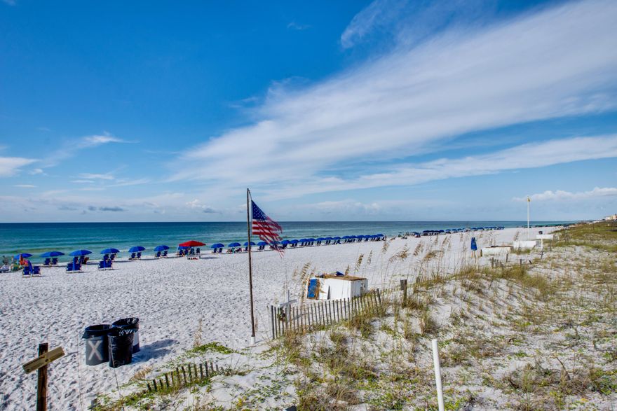 Amazing investment opportunity in the highly desirable beachfront Island Princess condominiums!  Located on Okaloosa Island this 1br/1ba condo is the perfect getaway.  Whether you are sneaking away for a weekend, taking advantage of the amazing vacation rental opportunity, or you just want to experience living the beach life permanently, you've found the right place!  Relax by the private pool, grill hotdogs in the picnic area, or enjoy the sandy white beaches.  When you walk in you are greeted by the travertine floors, unique curved walls, bullnose corners and a kitchen with custom cherry cabinets.  The master bathroom has a large walk-in shower, granite countertops, glass sink and a large jetted tub.  This unit is fully furnished and ready for you to move in!
