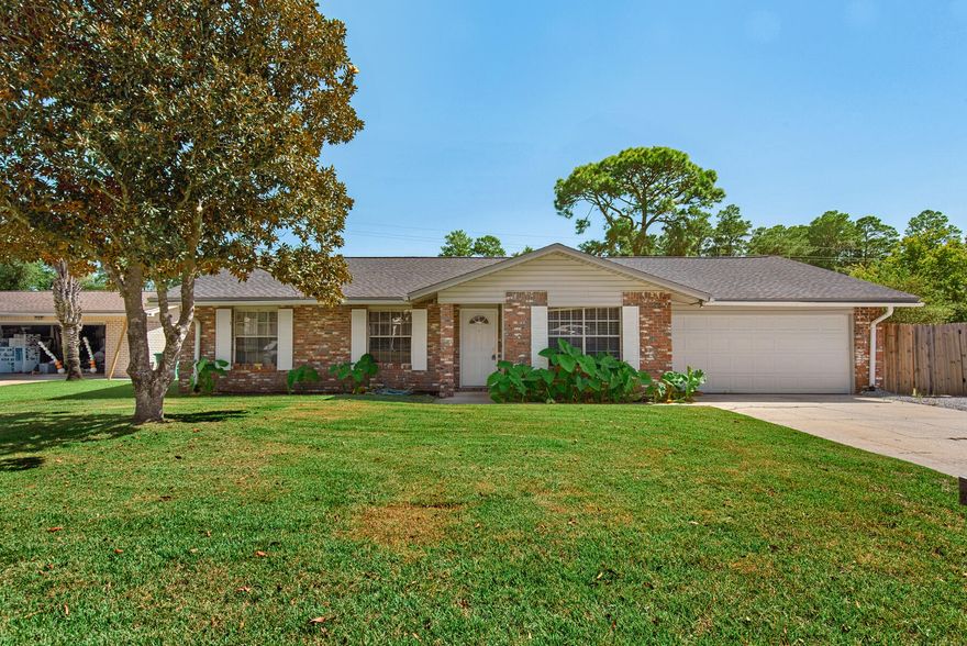 This nicely maintained 3-bedroom, 2-bath home offers a semi-open floor plan with a spacious living and dining area plus a versatile flex space--perfect for a home office or playroom. The updated kitchen features granite countertops, updated cabinets (2018), and stainless steel appliances including a refrigerator, stove, microwave, and dishwasher (2019). Enjoy the convenient breakfast bar and the flow of the open-concept design. The primary suite includes a stylishly updated bath (2019) with new tile, shower, door, toilet, and sink. Additional updates include new carpet, French doors leading to the backyard, a re-sodded front lawn (2022), and replaced privacy fencing (2022). The backyard is fully fenced for privacy and ideal for pets or outdoor gatherings.Other highlights incl