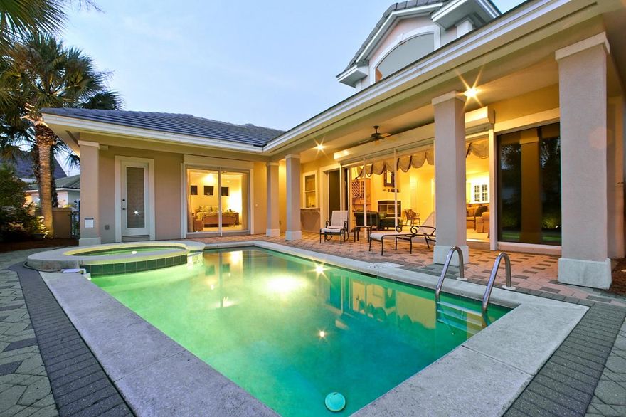 21 St. Barts was originally a Parade of Homes property and has been owned by one person who has used it minimally as a second home. Interior features include: 25' vaulted ceiling, recessed lighting, Hardwood floors replaced within the past two years. The sliding glass doors in the living room open to a fantastic pool area and outdoor living space. Other features include: private sauna, a ground level master suite with walk-in closet & a large master bath with dual vanity, garden tub w/ whirlpool & separate walk-in shower. The two guest suites are spacious, each with full baths. An additional room currently being used as a den can be a fourth bedroom for additional sleeping space. The drive thru garage can be accessed from one of two streets and has plenty of parking capacity.